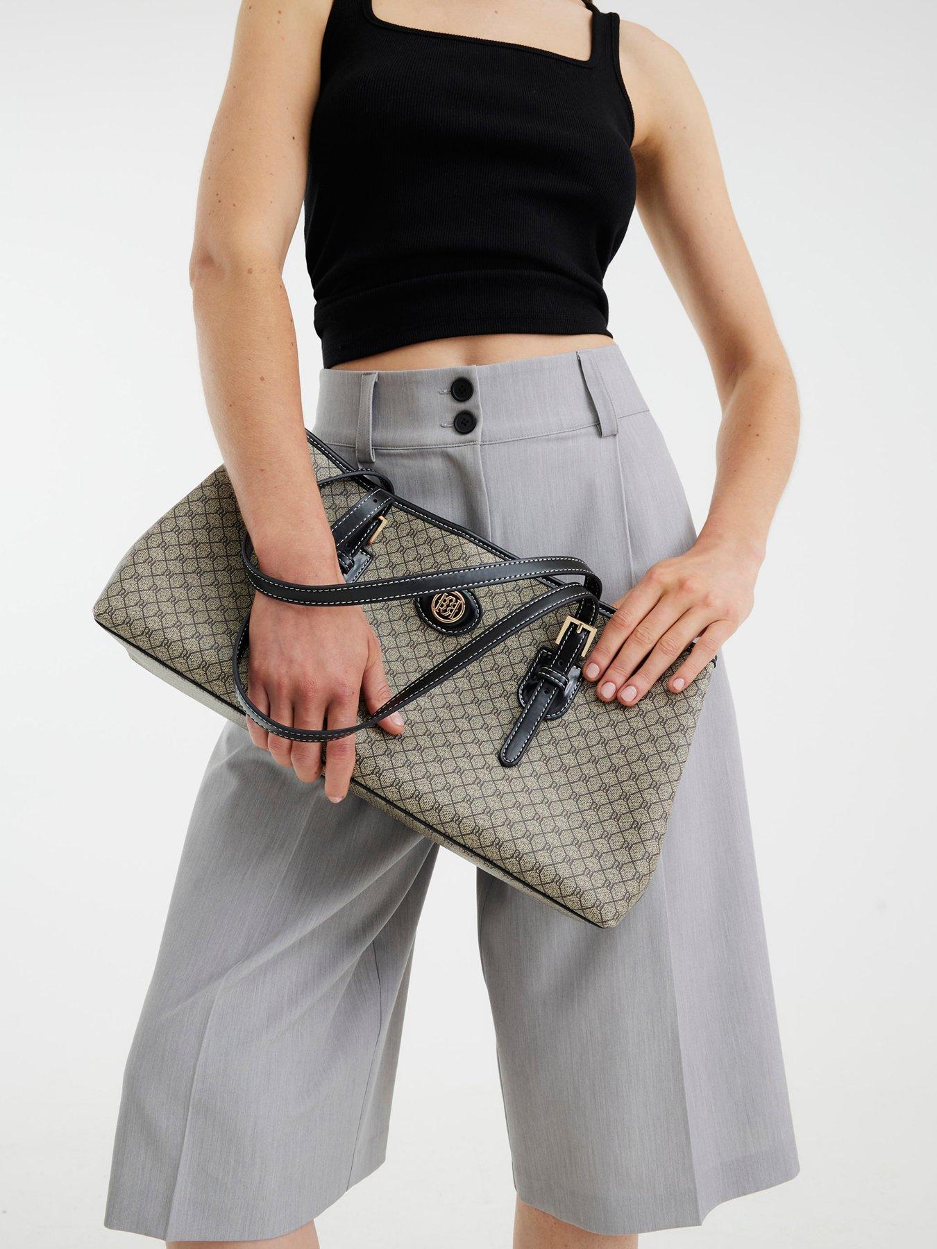 River Island Monogram Buckle Tote - Black
