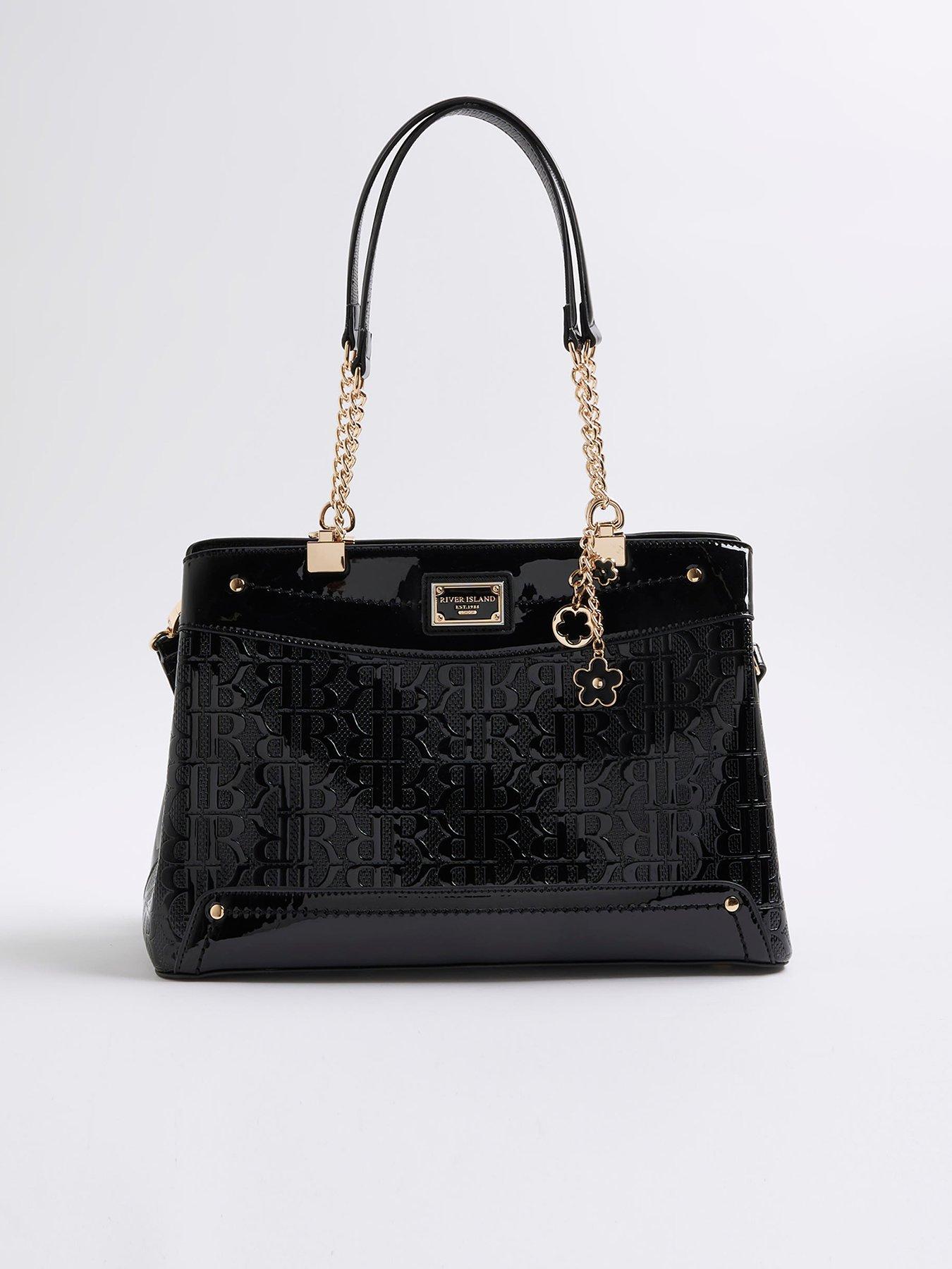 undefined Chain Embossed Tote Bag - Black