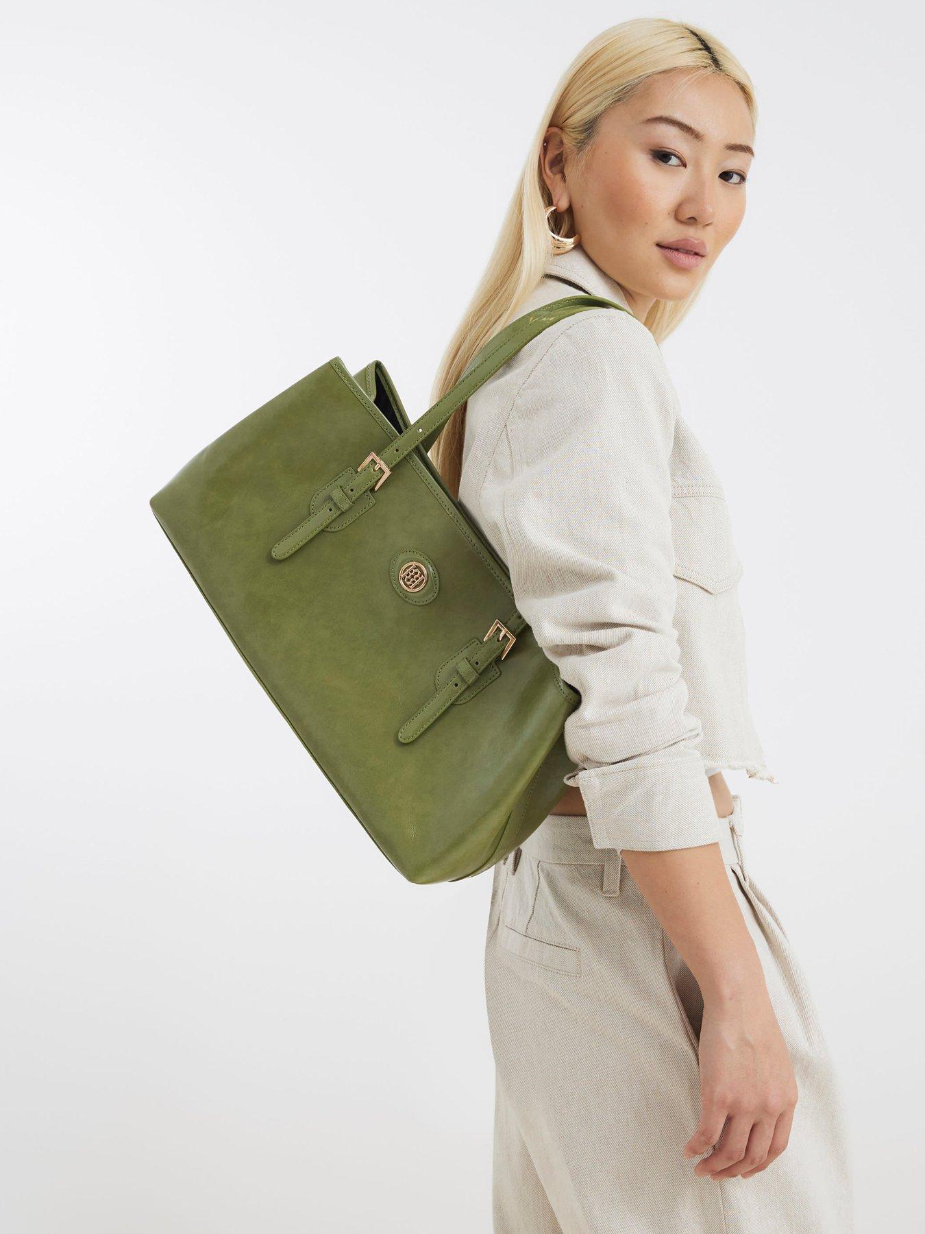 undefined East West Buckle Tote - Green