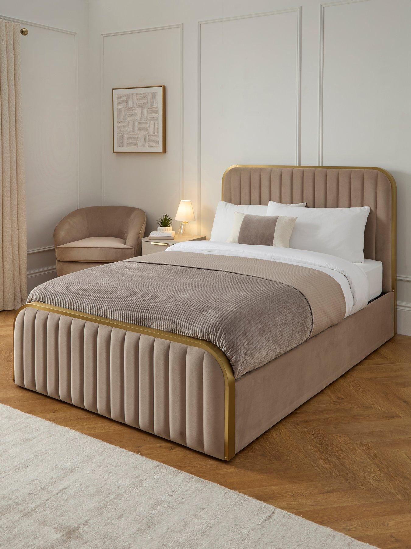 The Very Collection Muse Lift Up Storage Bed Frame with Mattress Options (Buy  &  SAVE!) - Natural/Gold - FSC® Certified