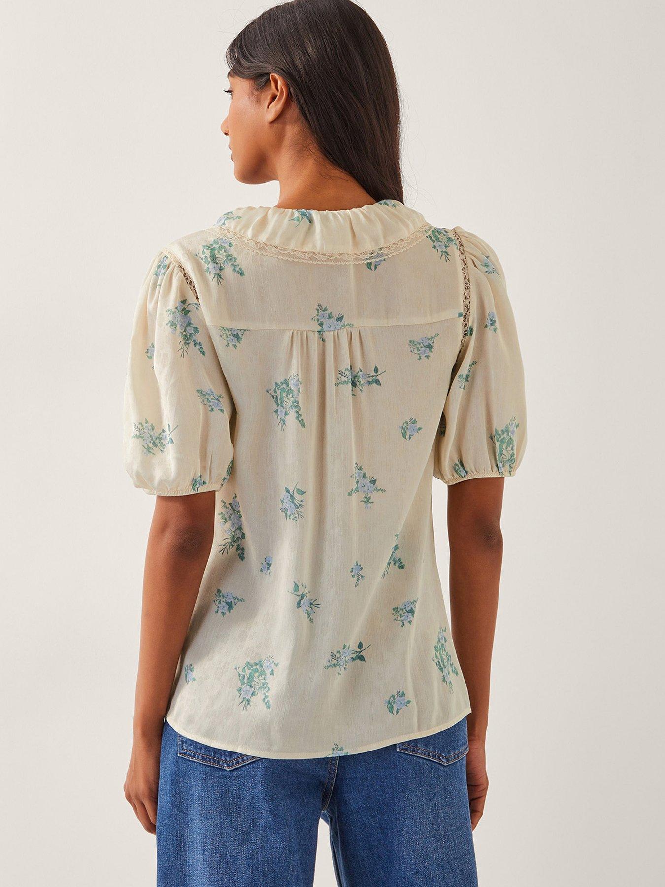 Image 2 of 5 of Monsoon Sorcha Floral Shirt - Ivory - Cream