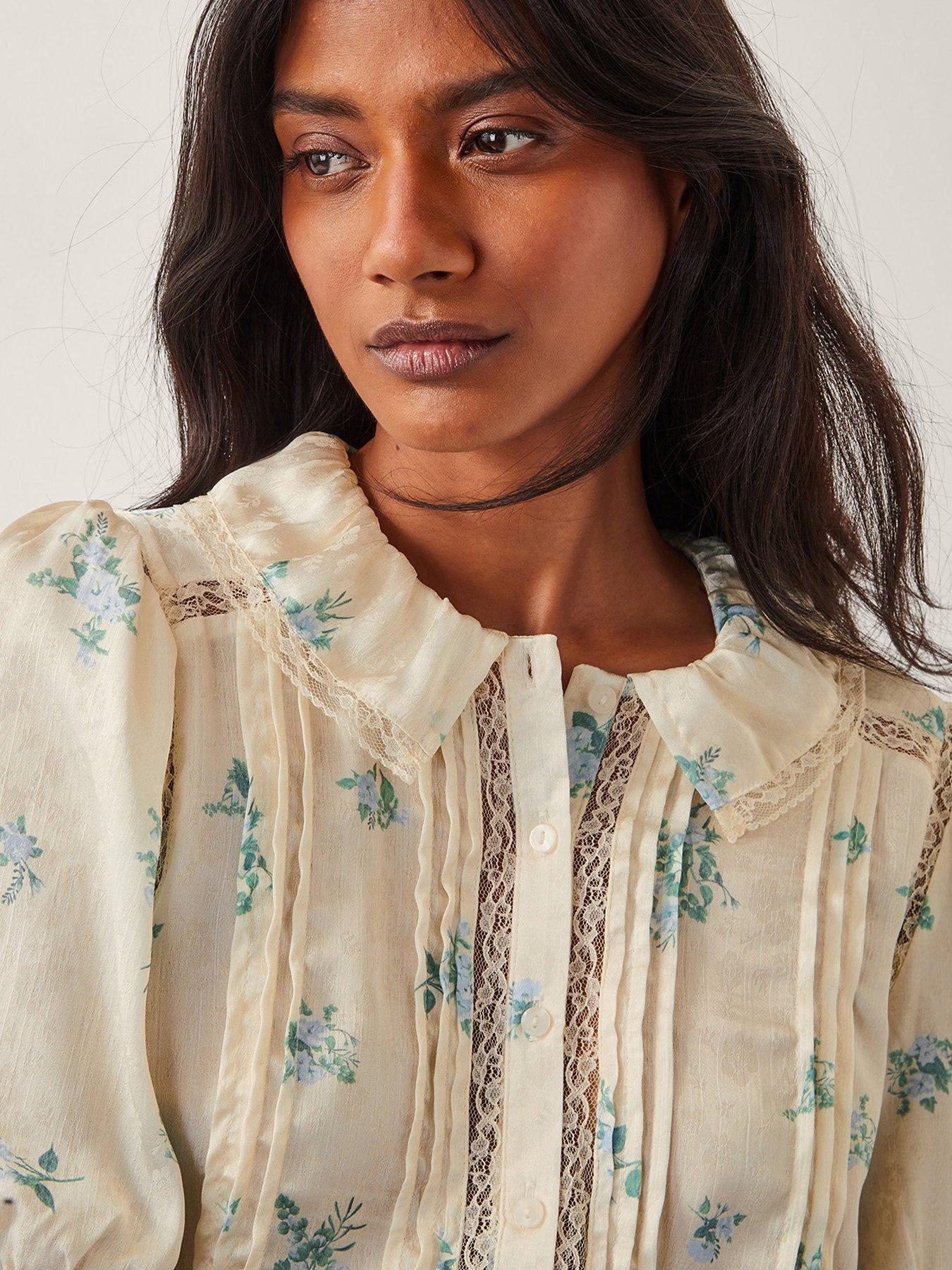 Image 5 of 5 of Monsoon Sorcha Floral Shirt - Ivory - Cream