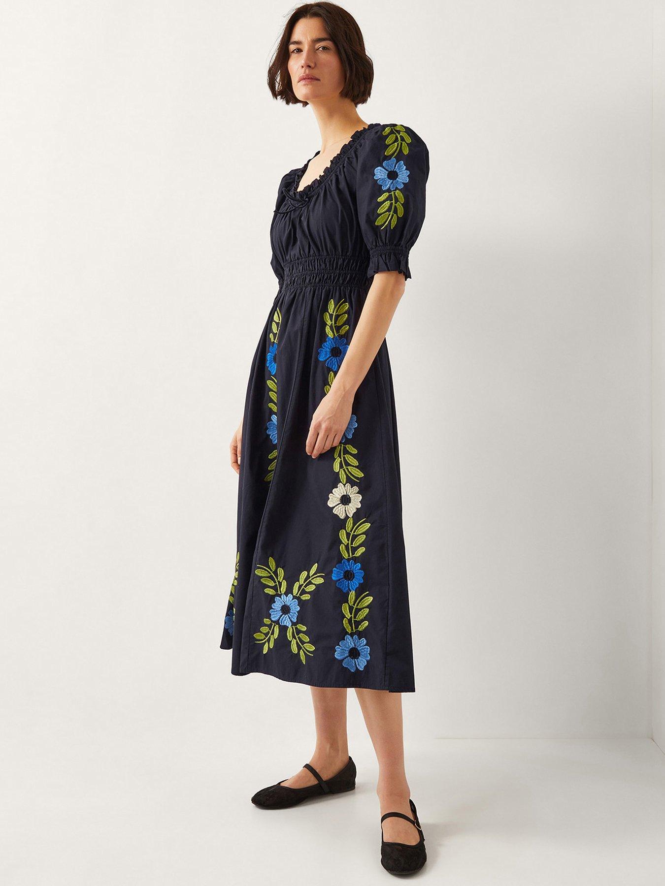 undefined Shona Embroided Dress - Black