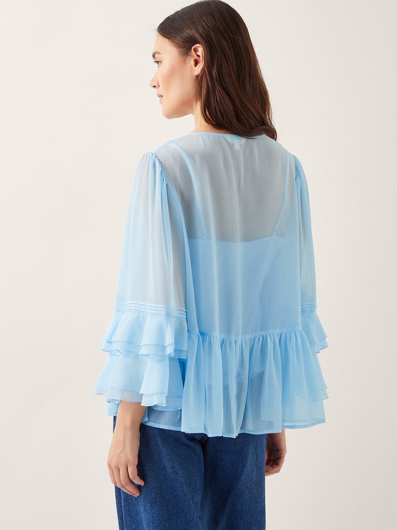 Image 2 of 4 of Monsoon Anais Frill Blouse - Blue
