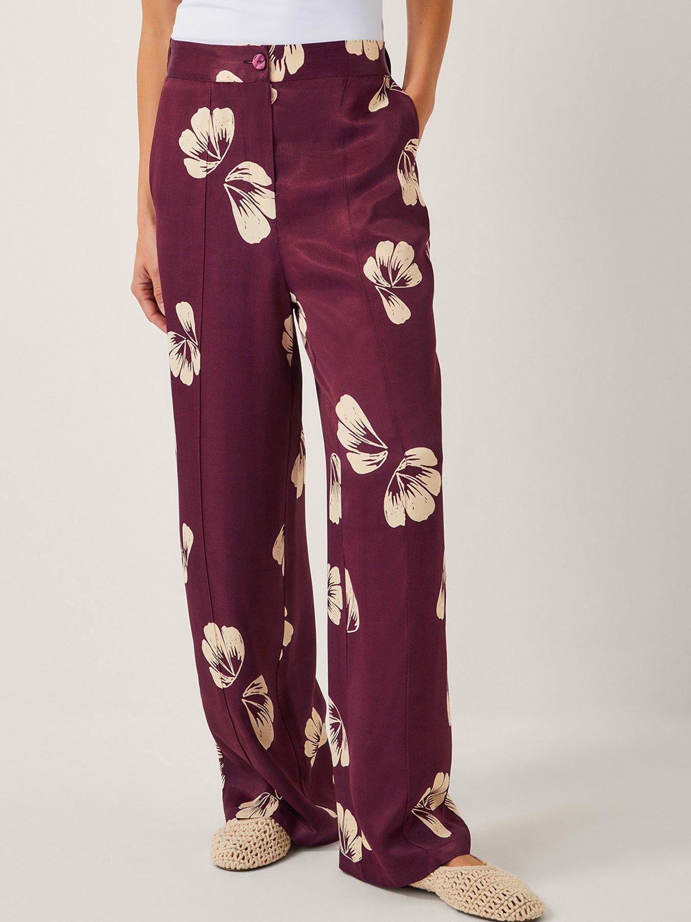 undefined Roz Floral Trousers - Burgundy