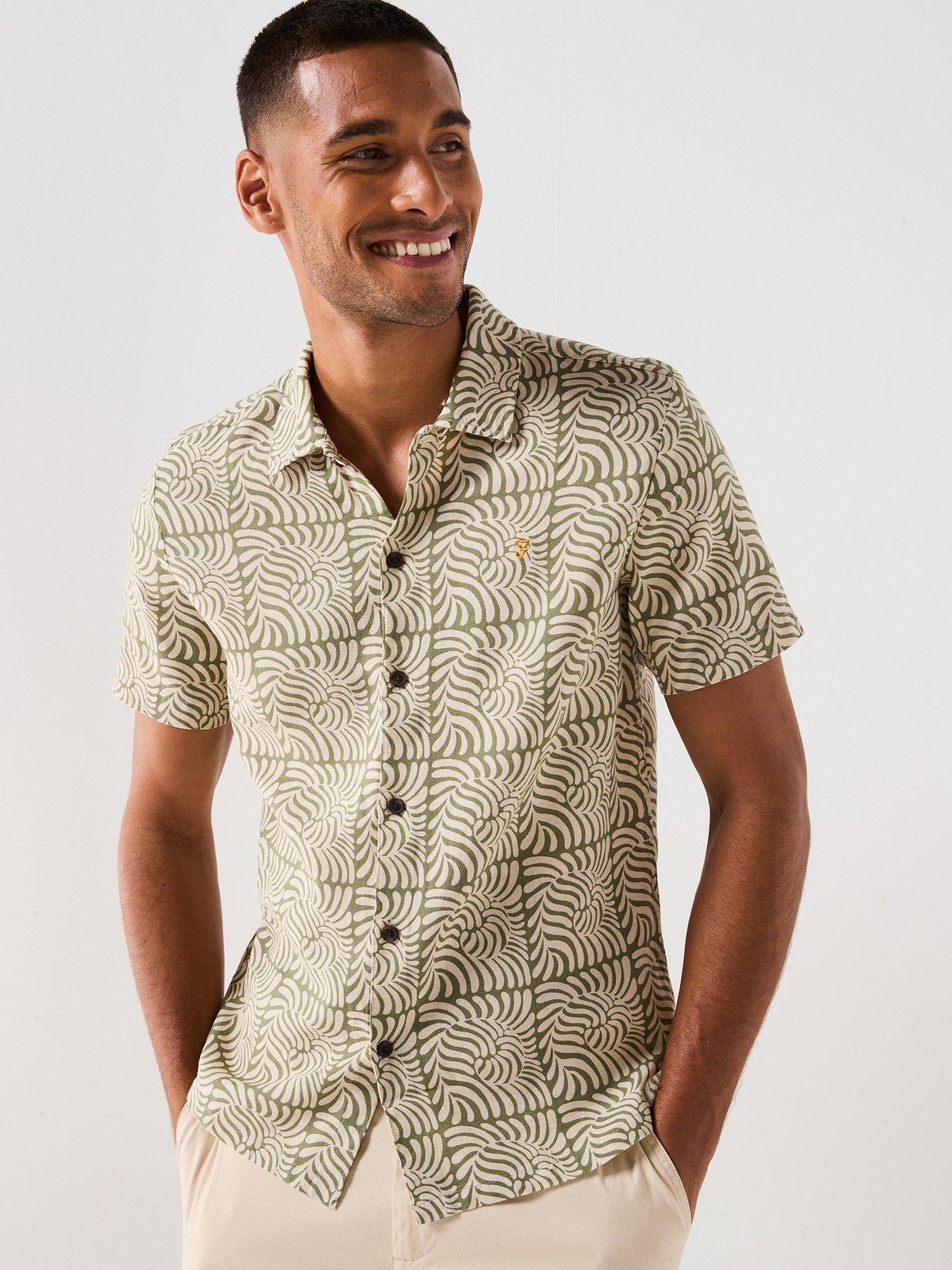 undefined Farah Cadmun Print Short Sleeve Shirt- Green