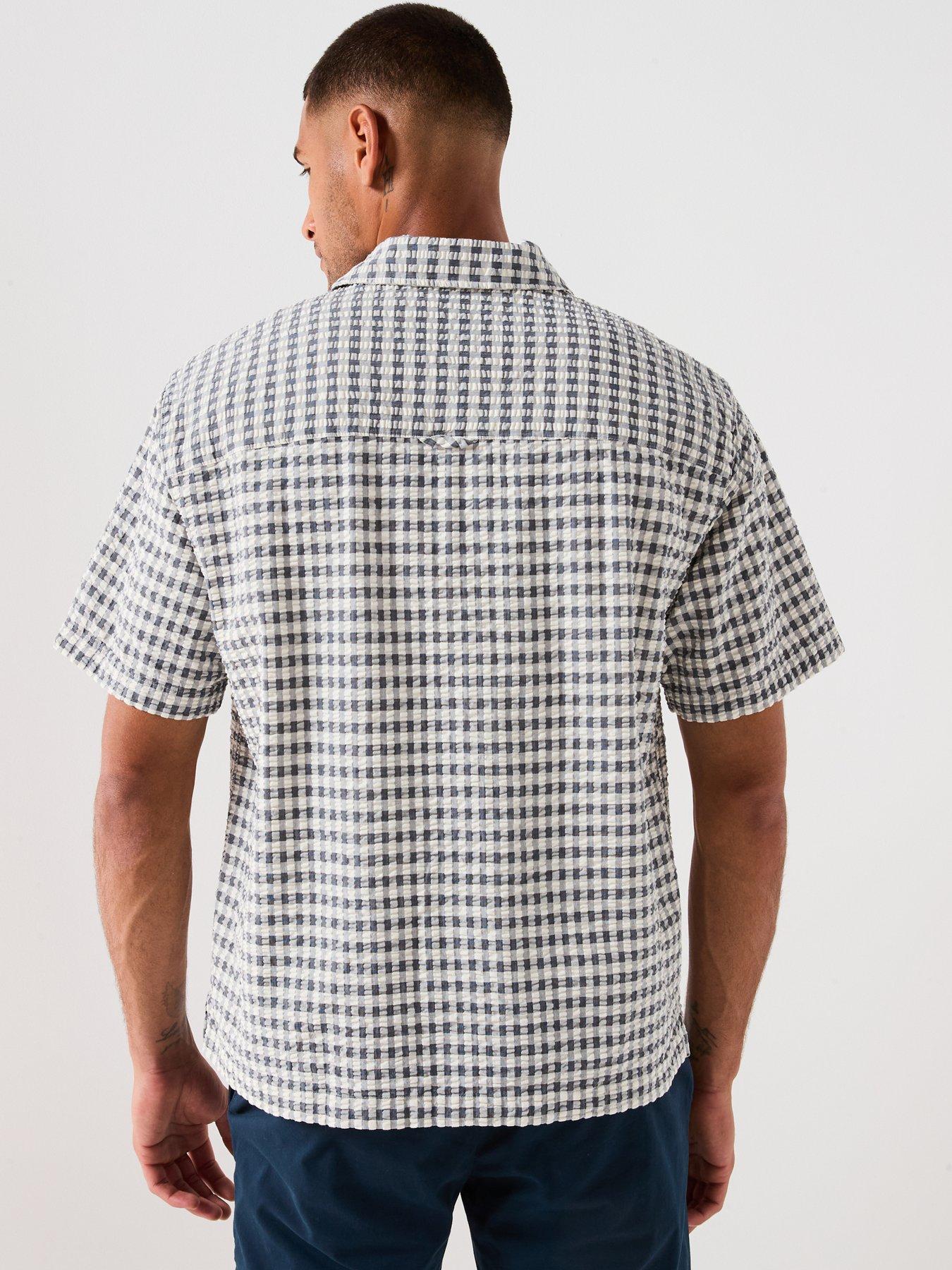 Image 2 of 5 of Farah Kegan Gingham Boxy Short Sleeve Shirt- Navy