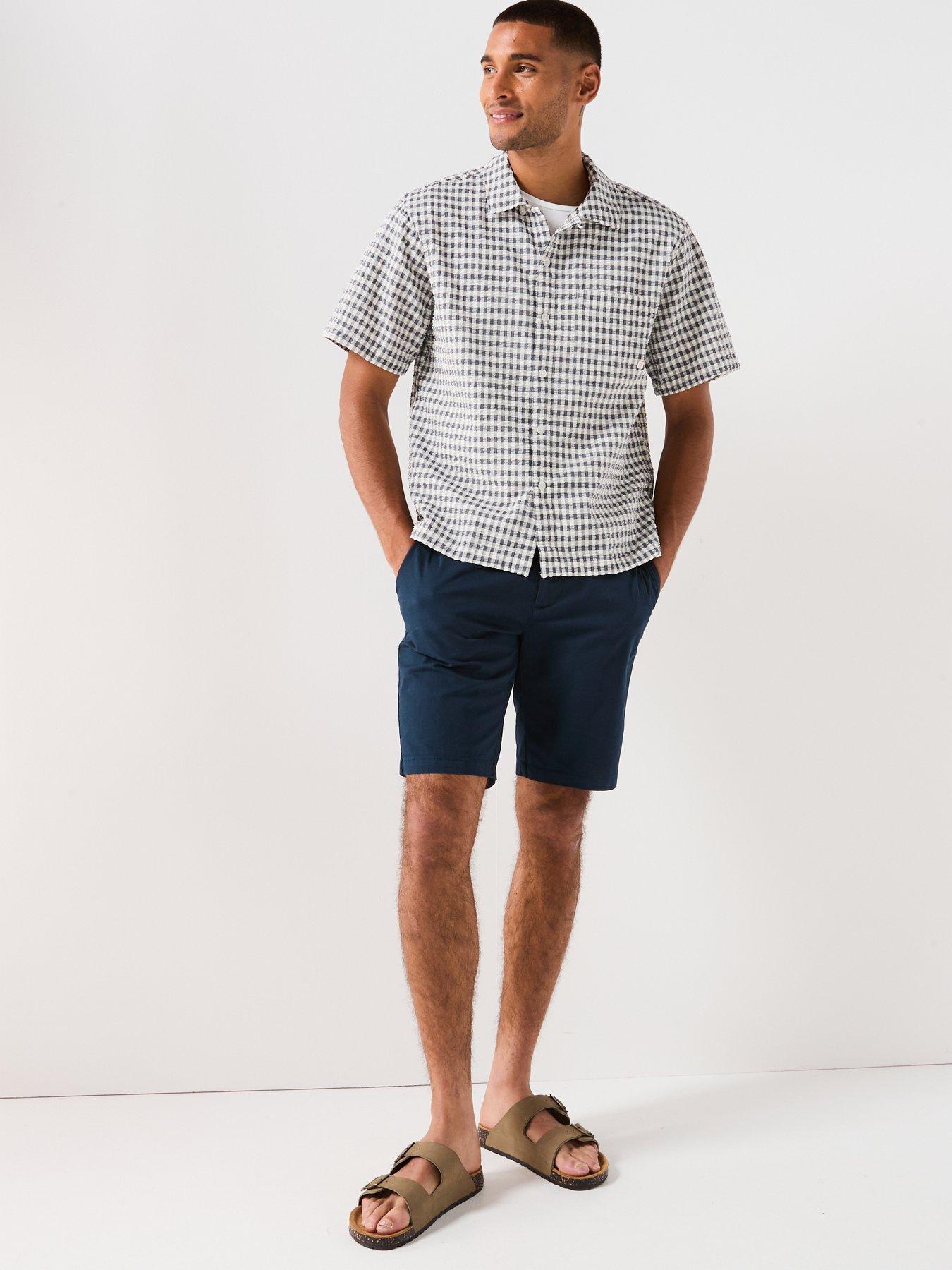 Image 5 of 5 of Farah Kegan Gingham Boxy Short Sleeve Shirt- Navy