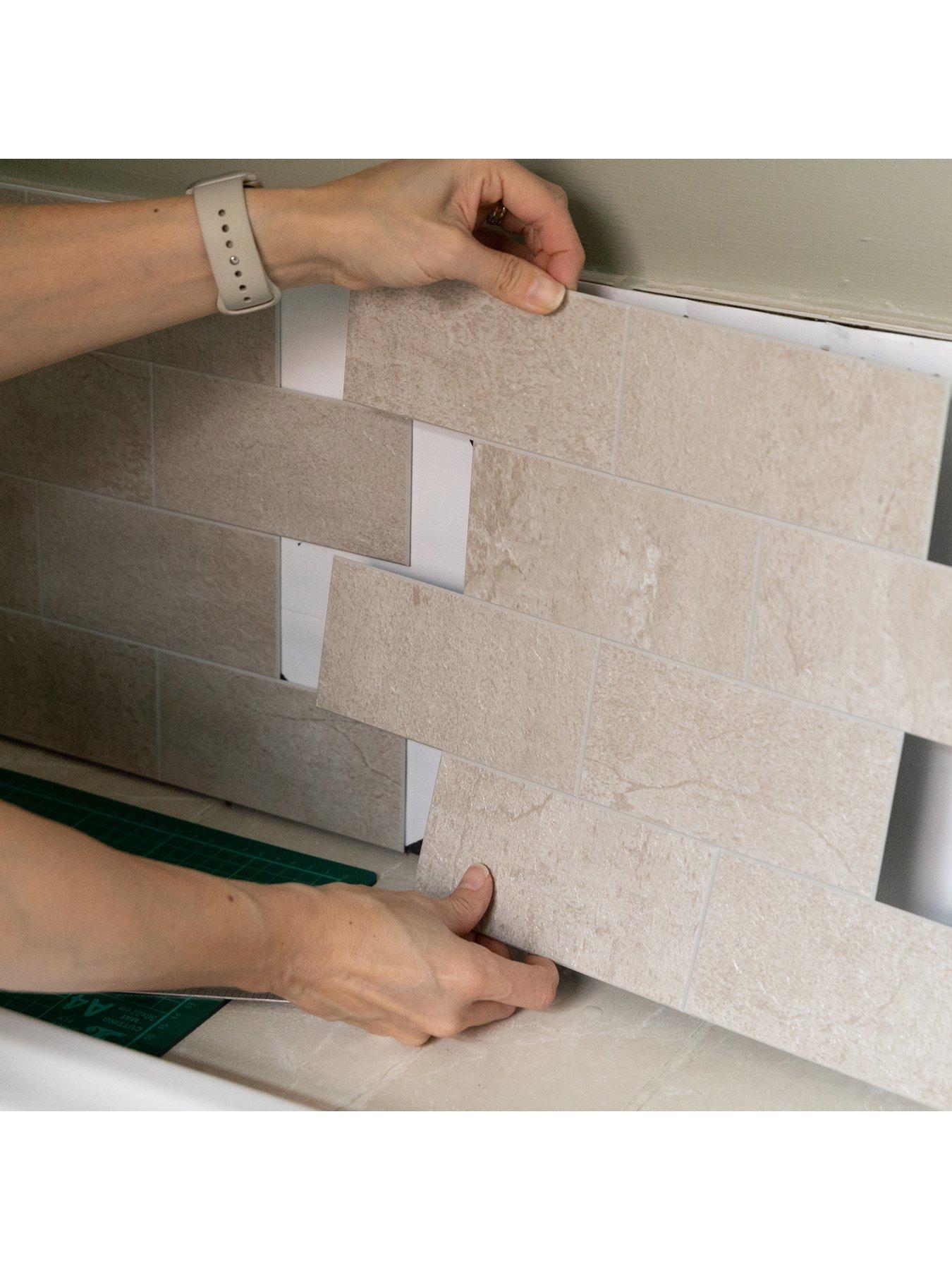 Image 3 of 8 of D-C-Fix Sand Stone Premium Self Adhesive Composite Wall Tiles 30.5cm (w) X 30.5cm (h) X 3mm (d) - 5 Pack