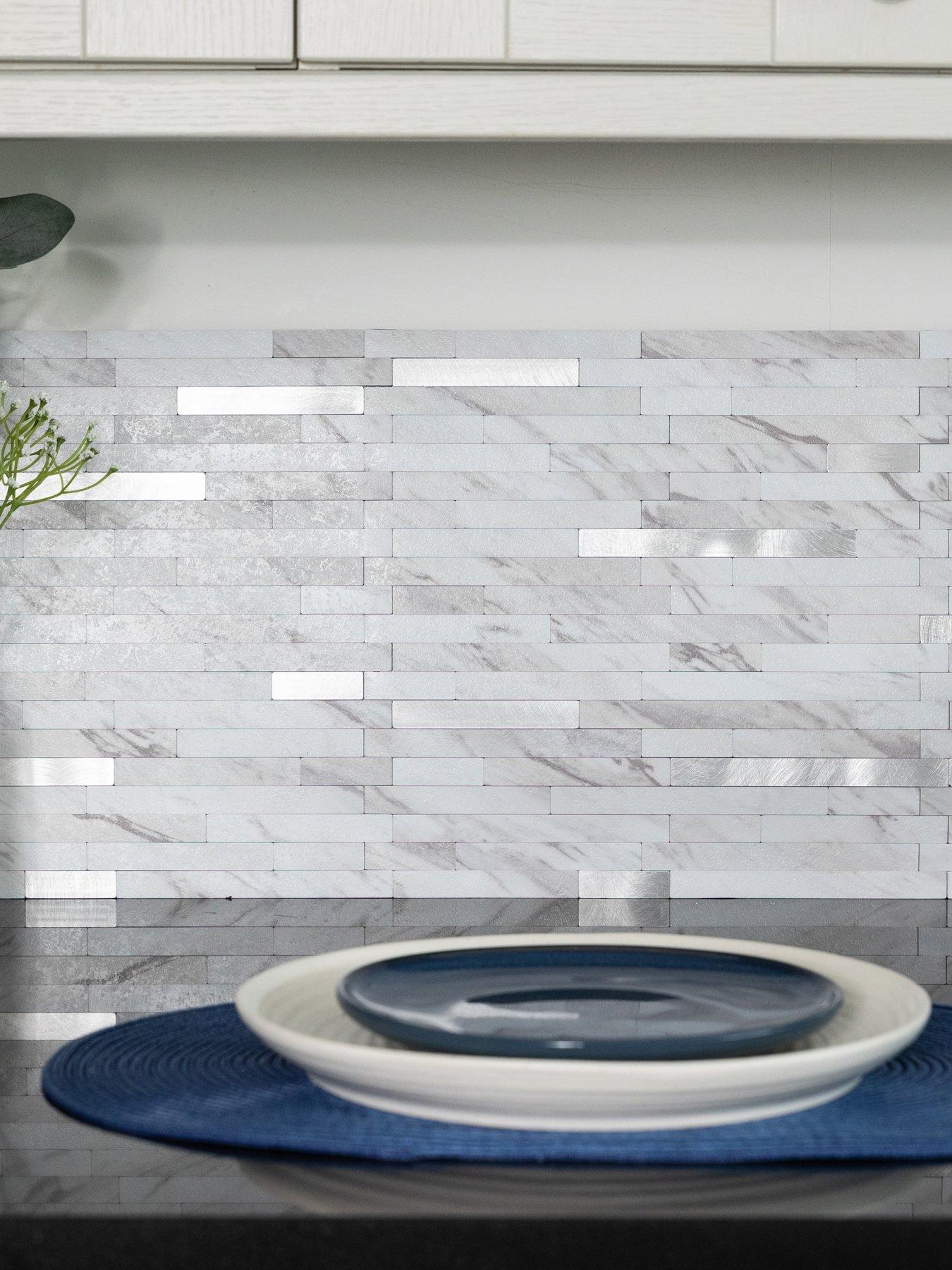 undefined Metal And Marble Premium Self Adhesive Composite Wall Tiles 29.2cm (w) X 29.7cm (h) X 3mm (d) - 5 Pack