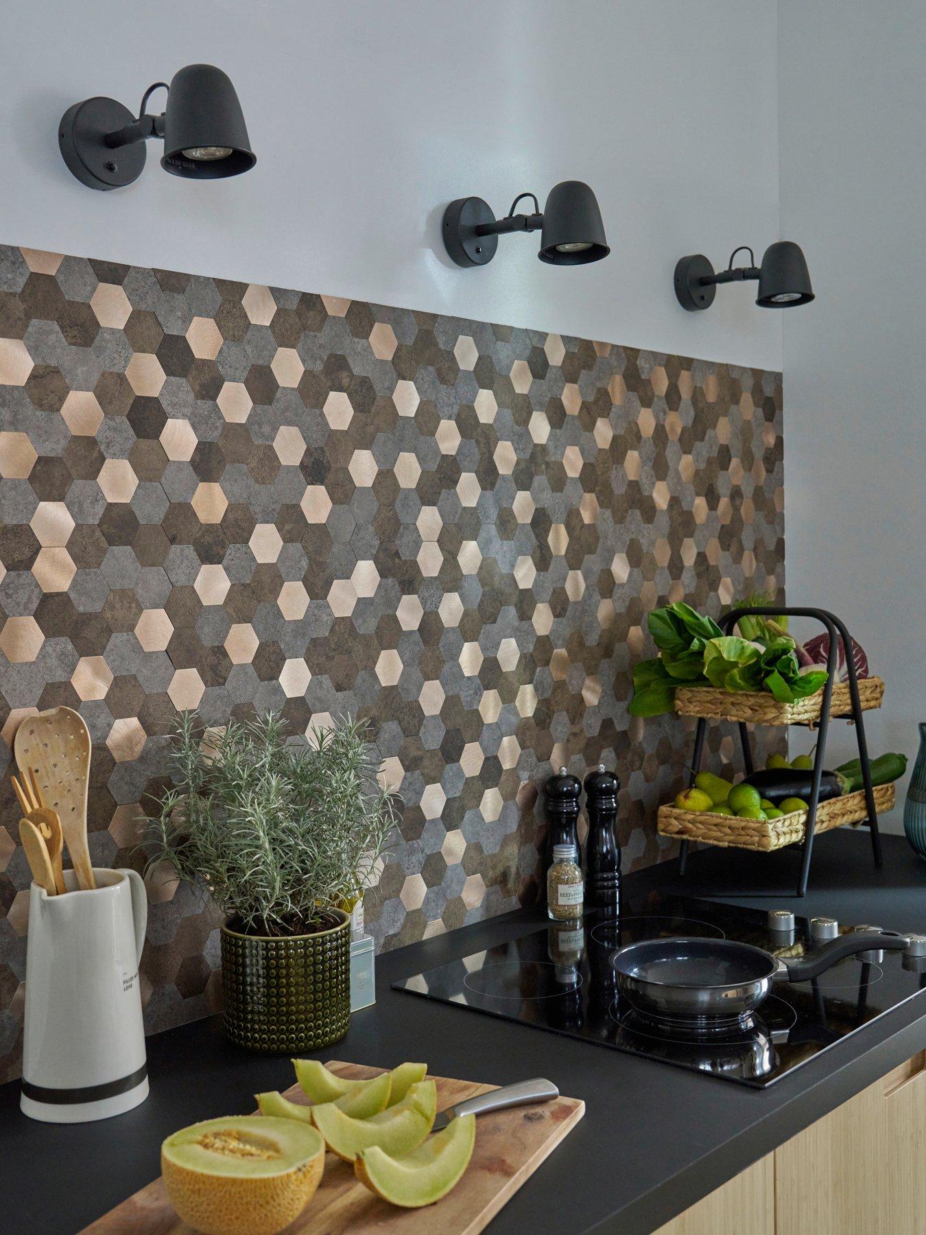D-C-Fix Metal And Stone Hexagon Premium Self Adhesive Composite Wall Tiles 28.8cm (w) X 29cm (h) X 3mm (d) - 5 Pack
