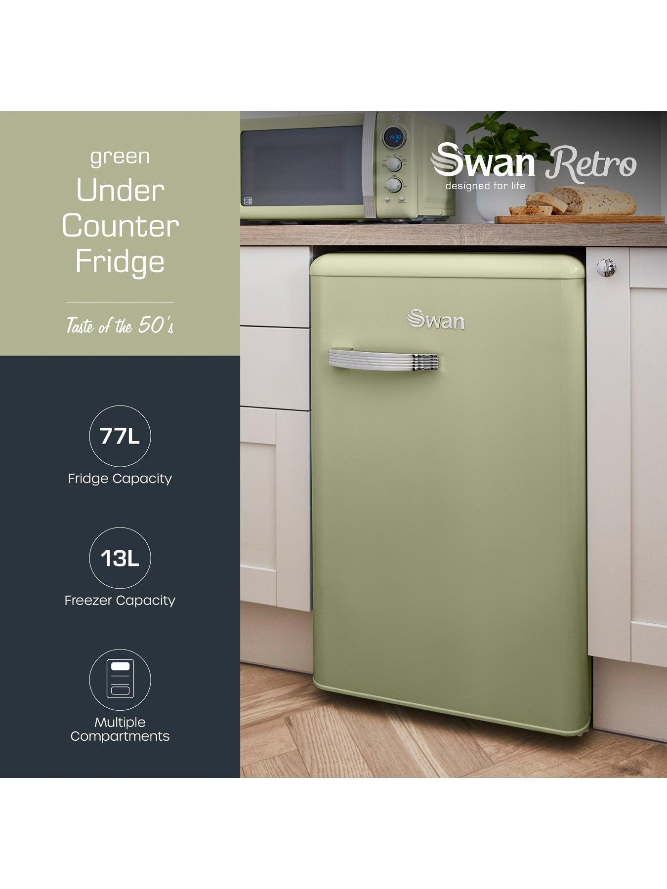 Image 2 of 6 of Swan SR11035GNE Retro Green Under-Counter Fridge 90L