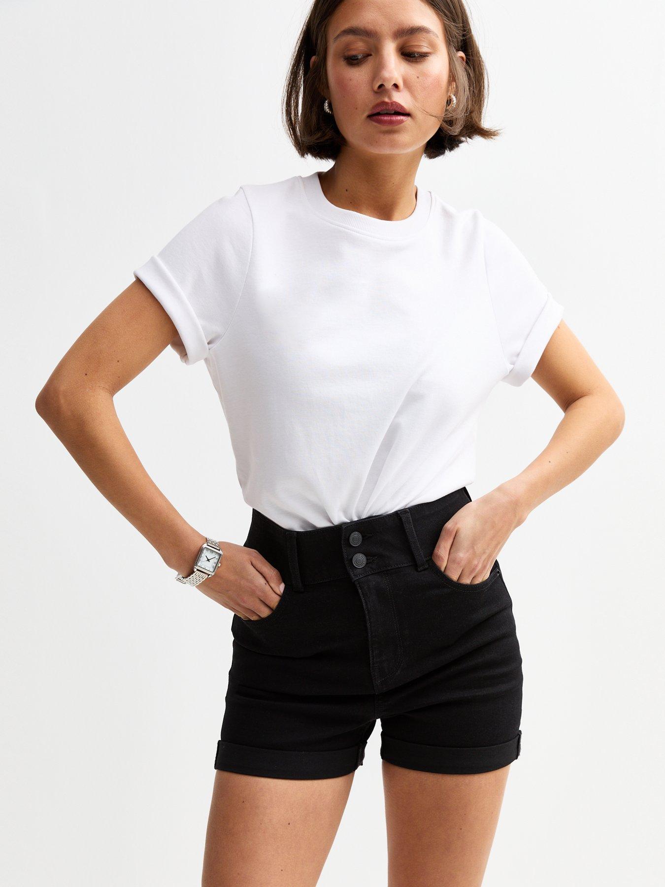 undefined Black High Waisted Denim Shorts