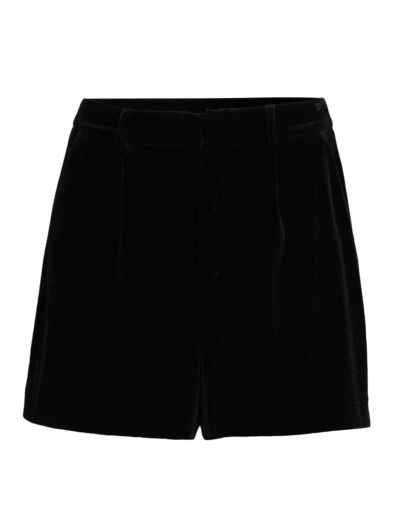 Image 6 of 6 of The Very Collection Velvet High Waisted Shorts - Black