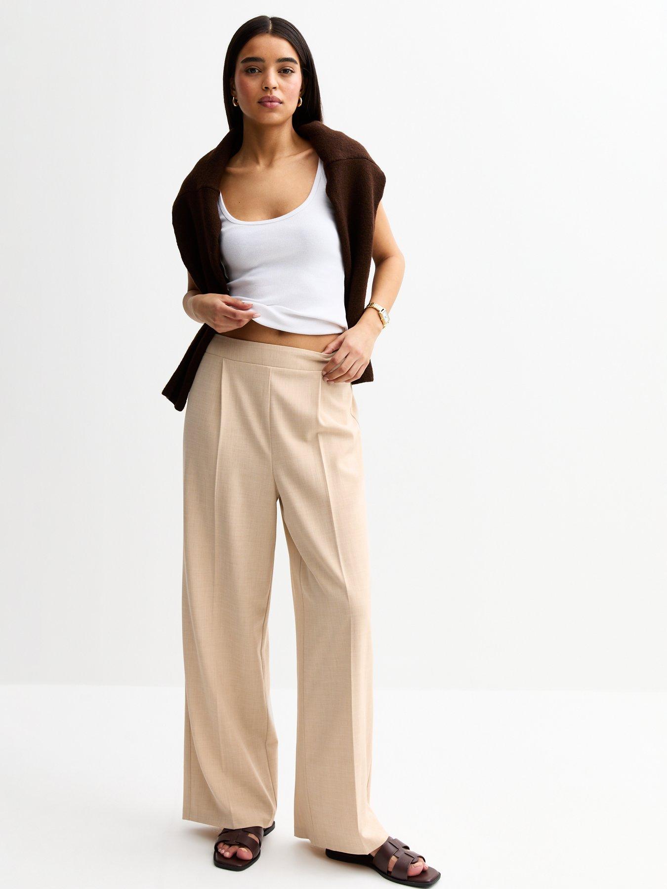 Image of New Look Stone Pull On Tailored Trousers - Beige