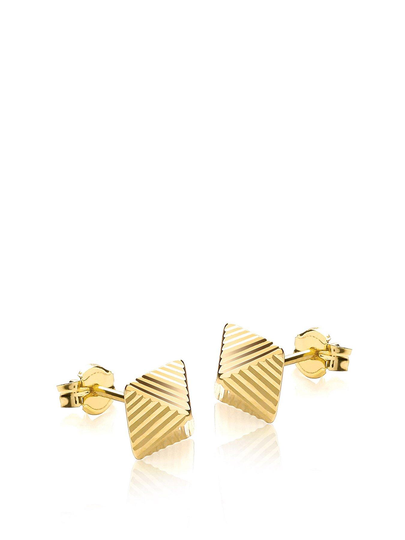 undefined 9ct P0006 Ribb Pyramid Stud Earring