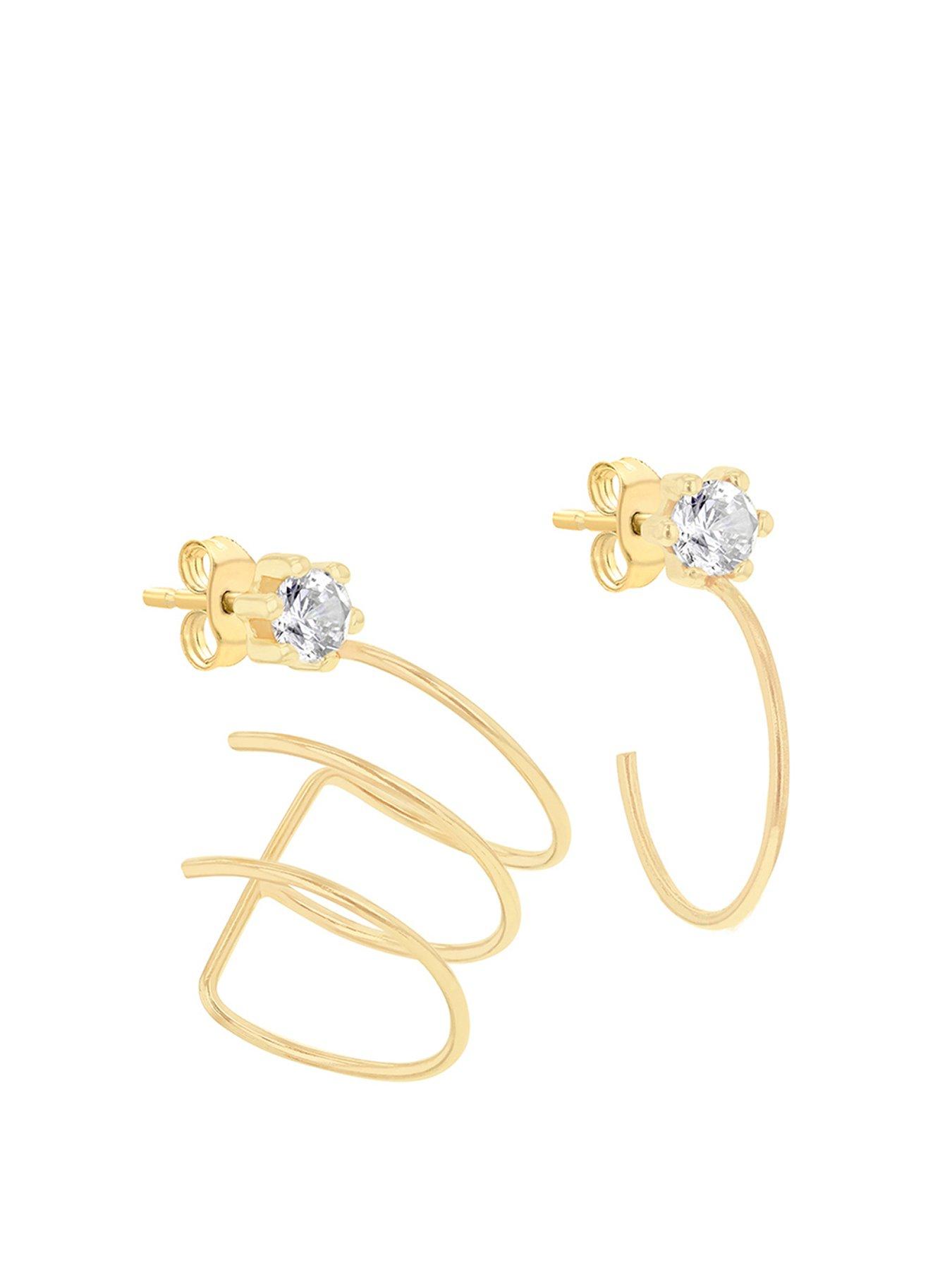 Image of The Love Collection 9ct Cz Cuff  &  Opened Hoop Earring