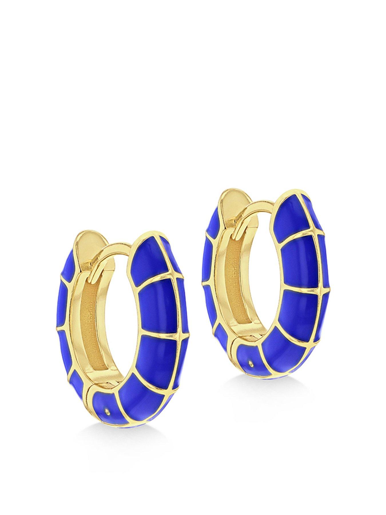 undefined Silver Gp Blue Enamel Huggy Earrings