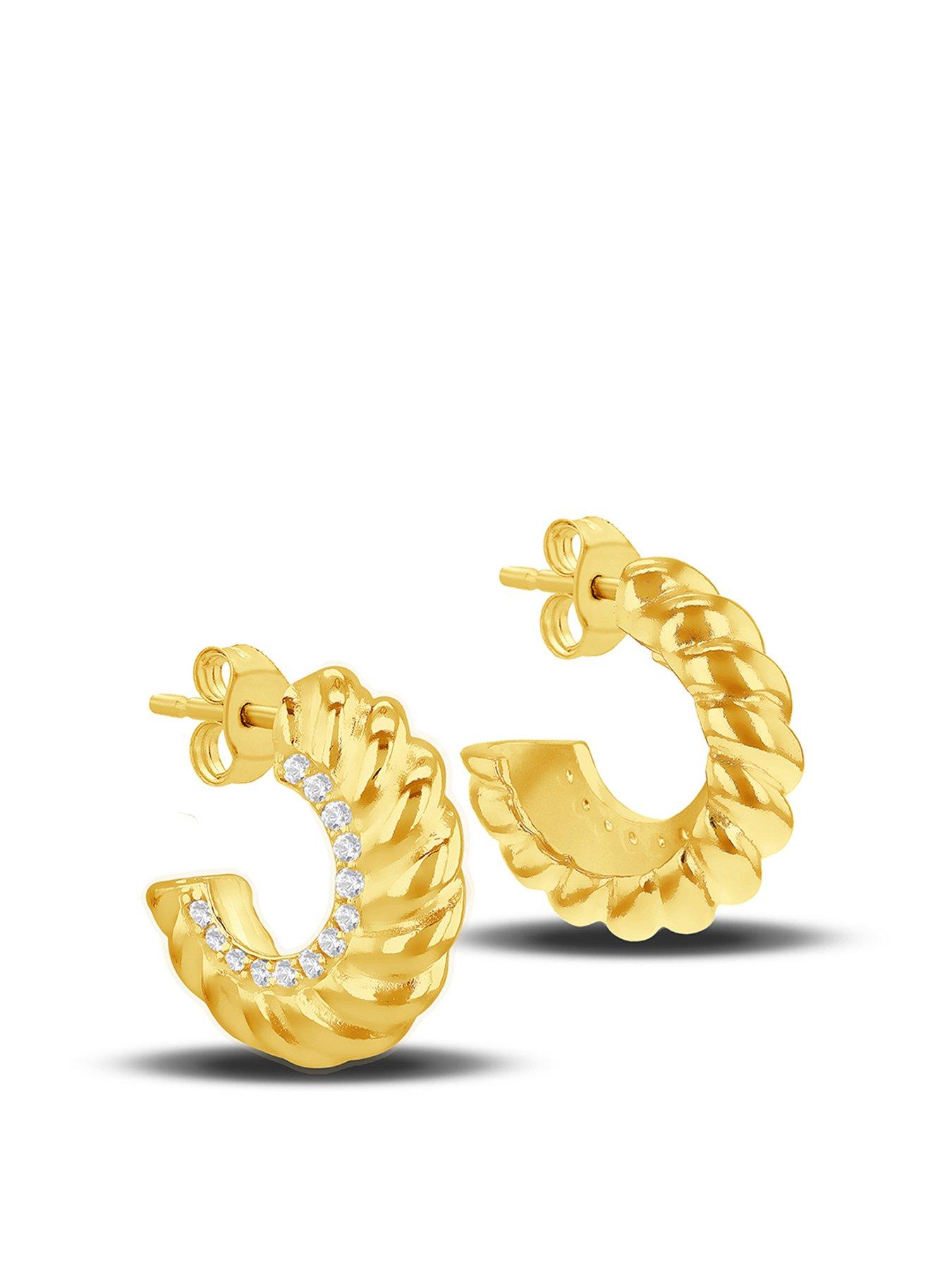 Product photograph of The Love Collection Silver Gp Twist Halfhoop Cz Earrings from very.co.uk
