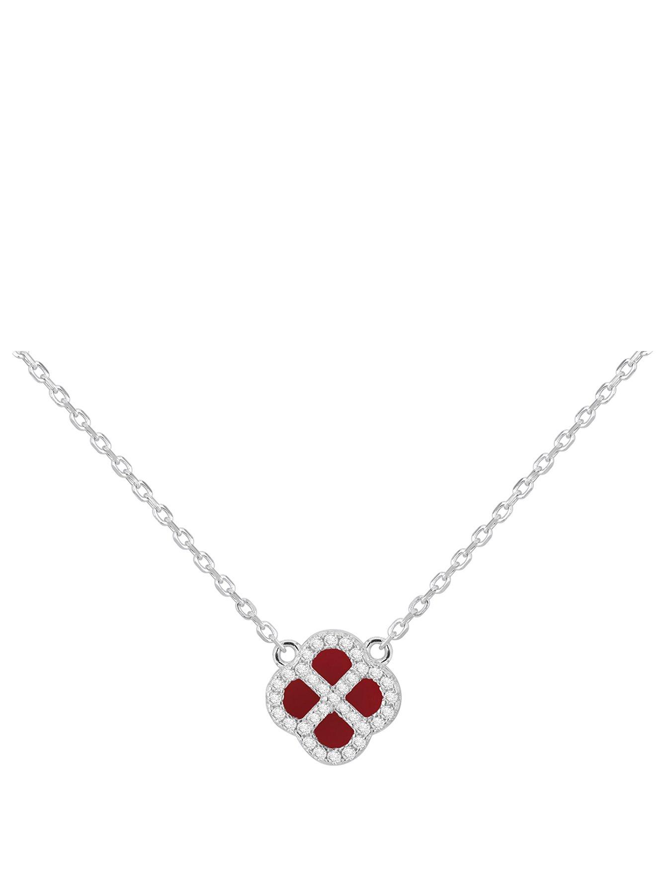 undefined Silver Rh Cz Petal Rd Necklace