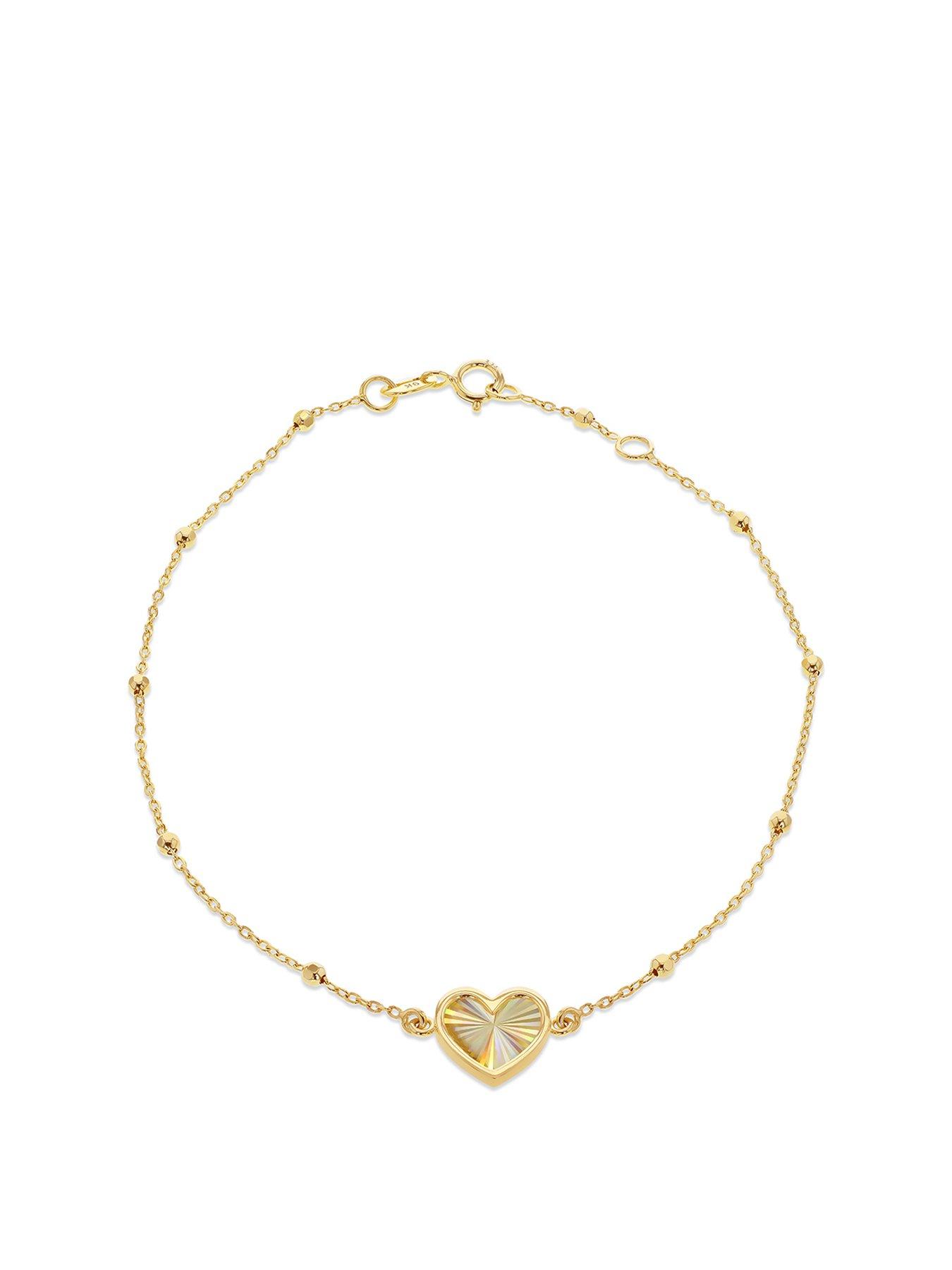 Image 1 of 4 of The Love Collection 9ct Rainbow Heart Trace Bracelet