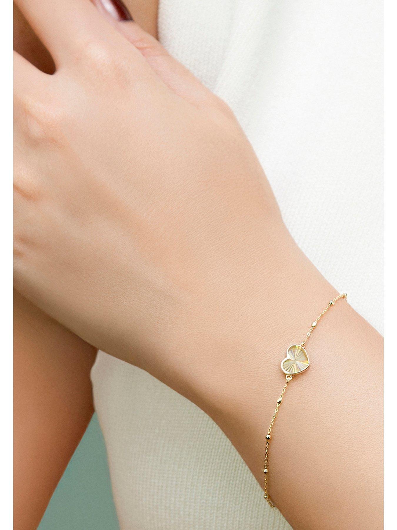 Image 2 of 4 of The Love Collection 9ct Rainbow Heart Trace Bracelet