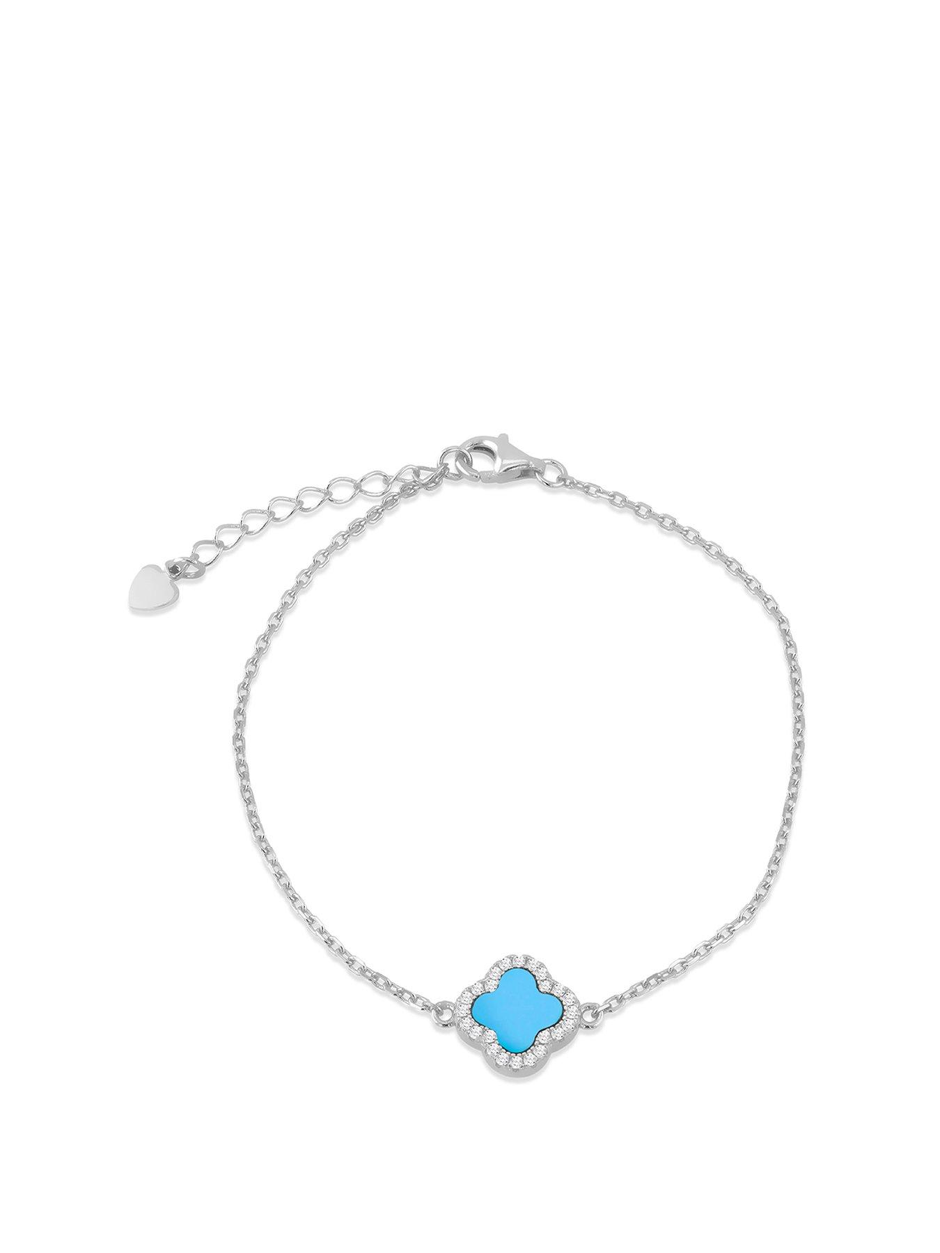 undefined Sil Rh Cz Syn Turquoise Bracelet