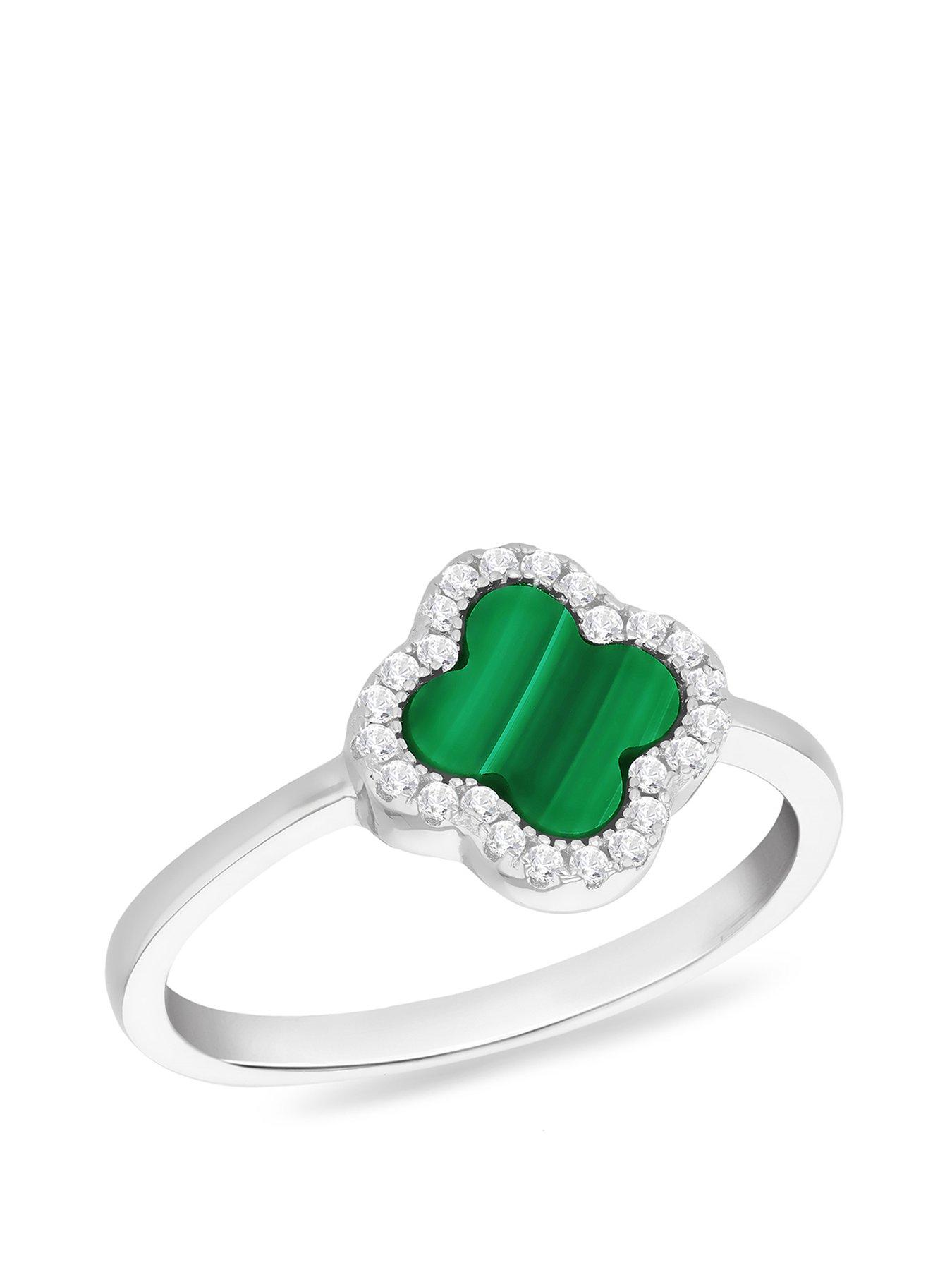 undefined Sil Rho Cz Malacite Petal Ring