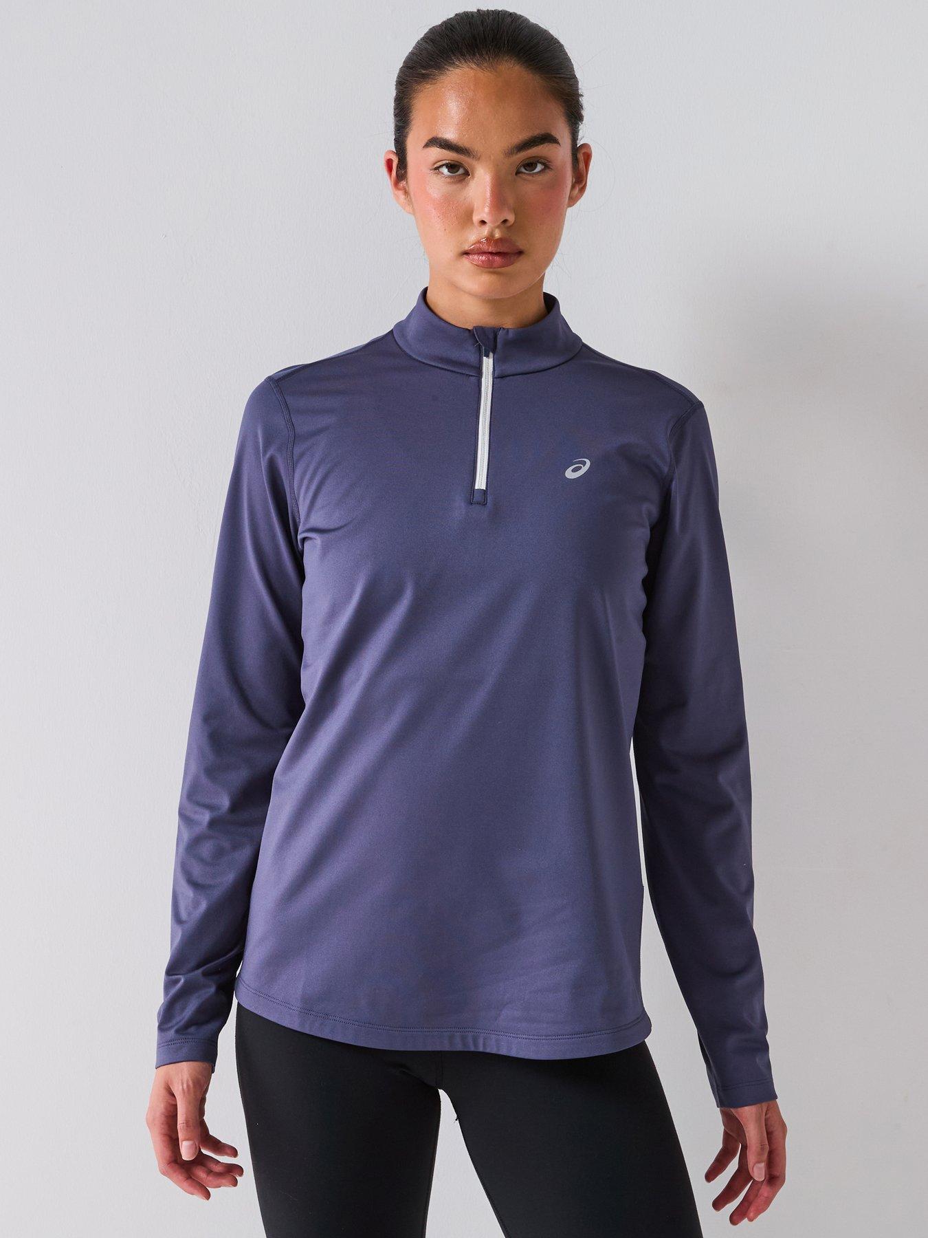 undefined Womens Running Core Long Sleeve 1/2 Zip Winter Top - Blue