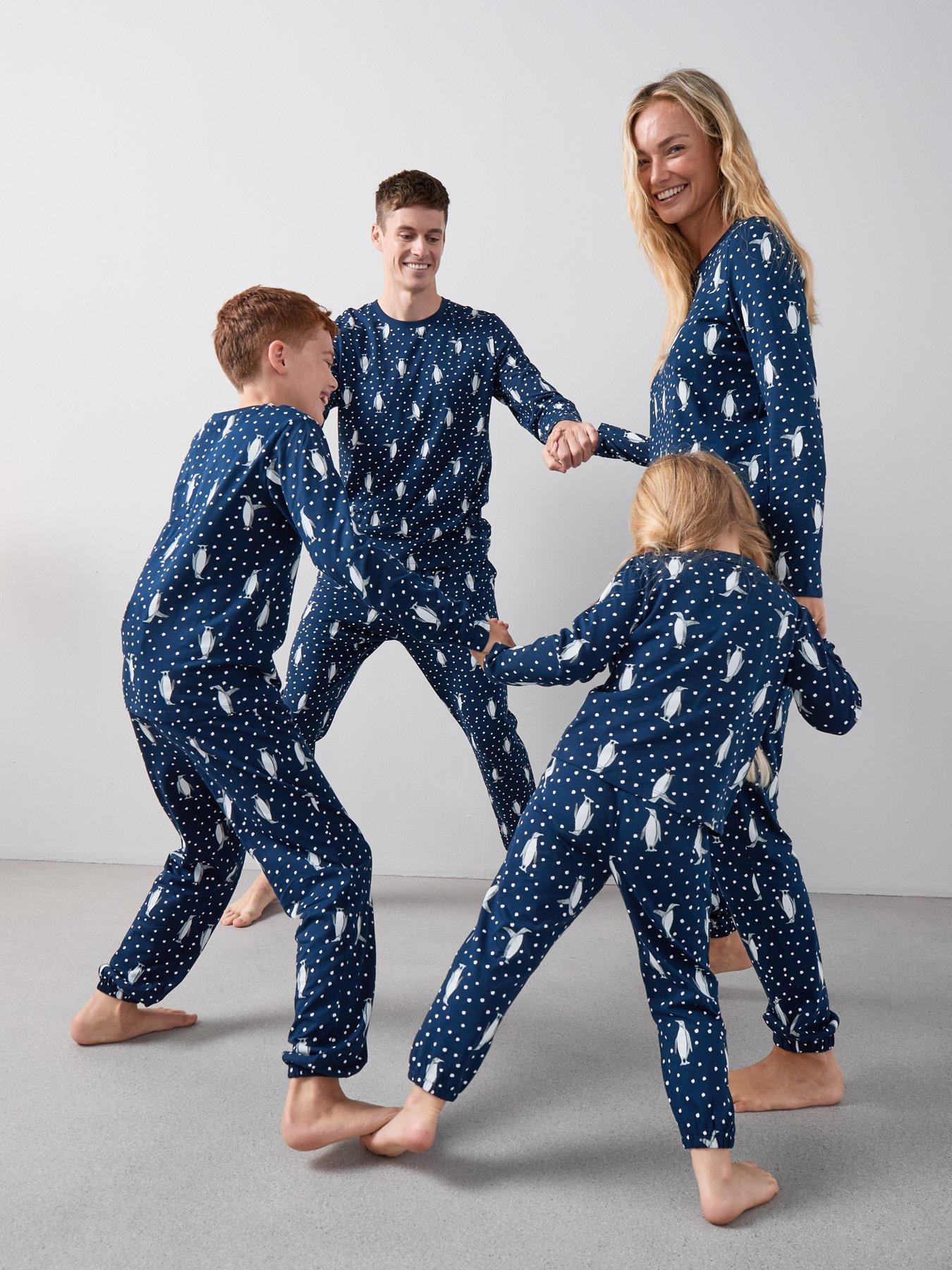 undefined Womens Family Christmas Pj Character Long Sleeve T-shirt With Jogger Set - Navy