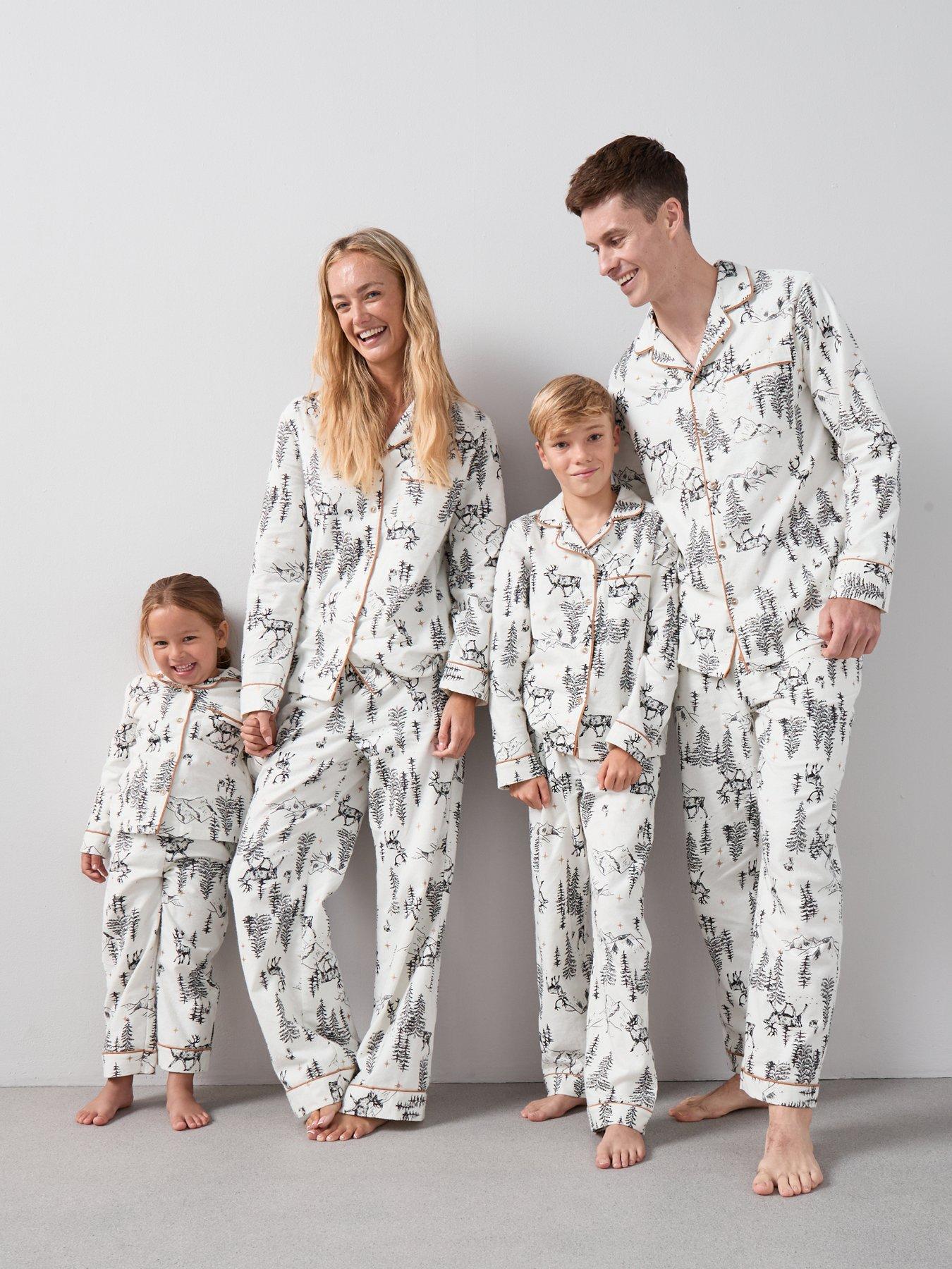 Image 1 of 7 of The Very Collection Womens Family Christmas Pj Winter Wonderland Woven Revere Set - White