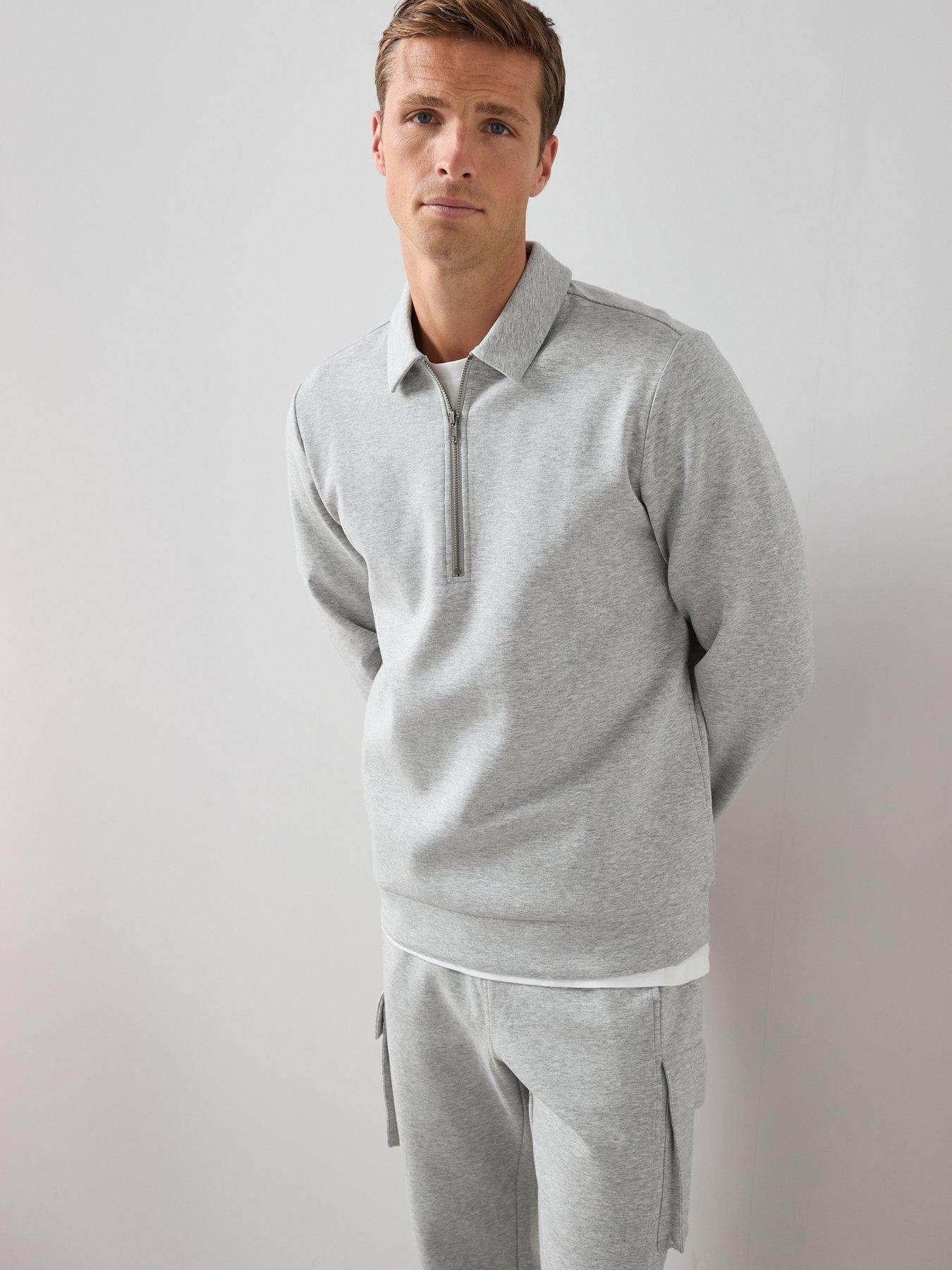 The Very Collection Cotton Rich 1/4 Zip Sweat Top - Marl - Grey