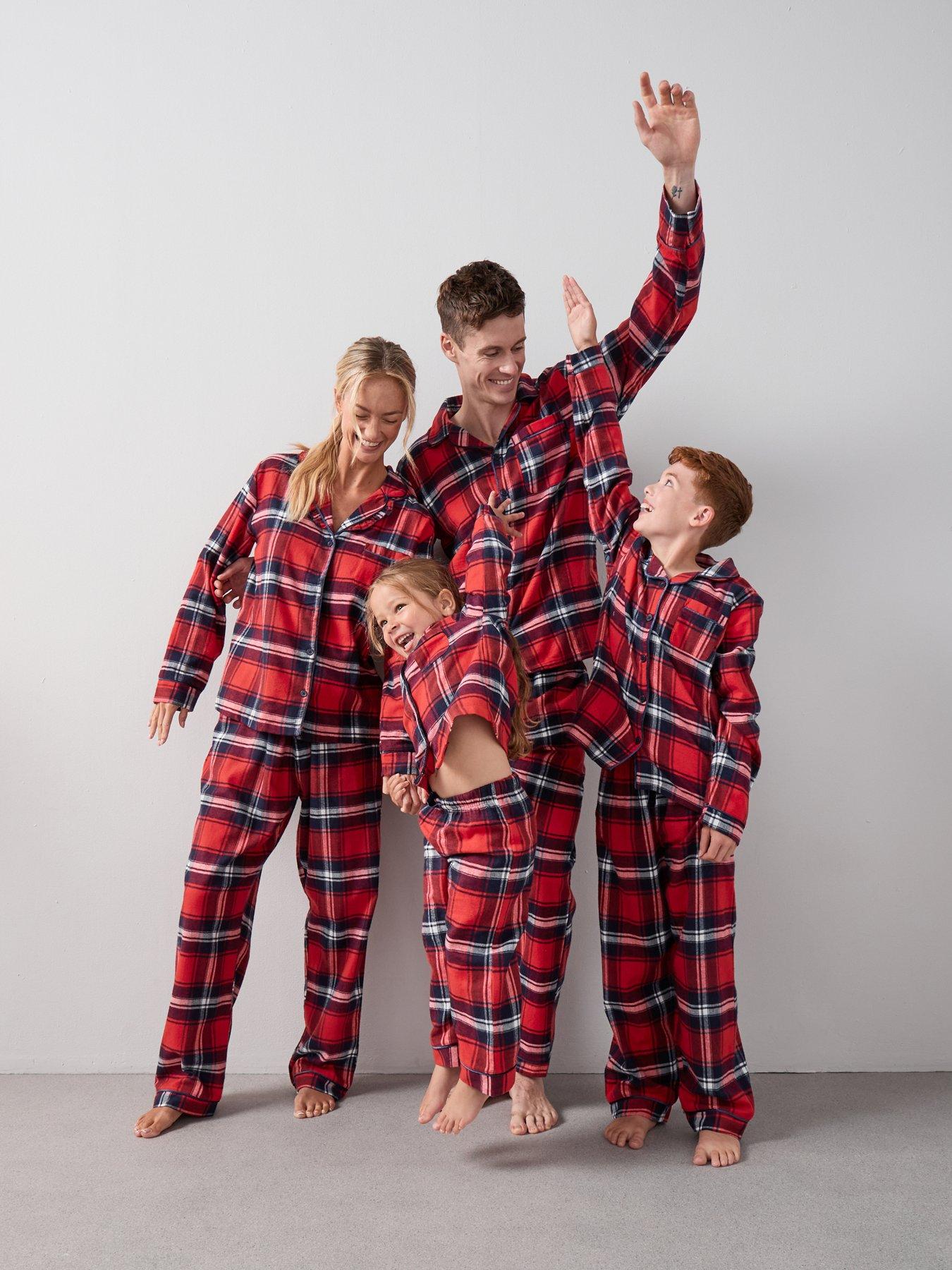 The Very Collection Womens Family Christmas Pyjama Check Flannel Revere Set - Red