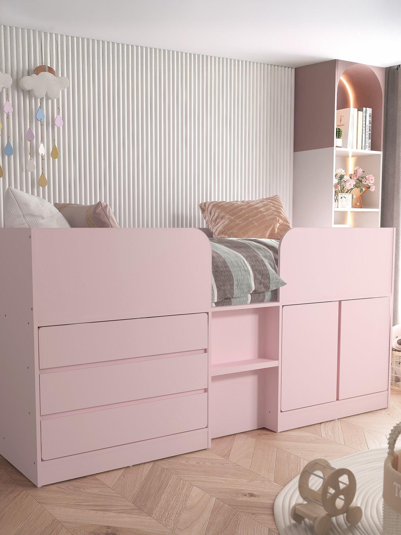 undefined Bailey Mid Sleeper Bed with Mattress Options (Buy  &  SAVE) - Pink