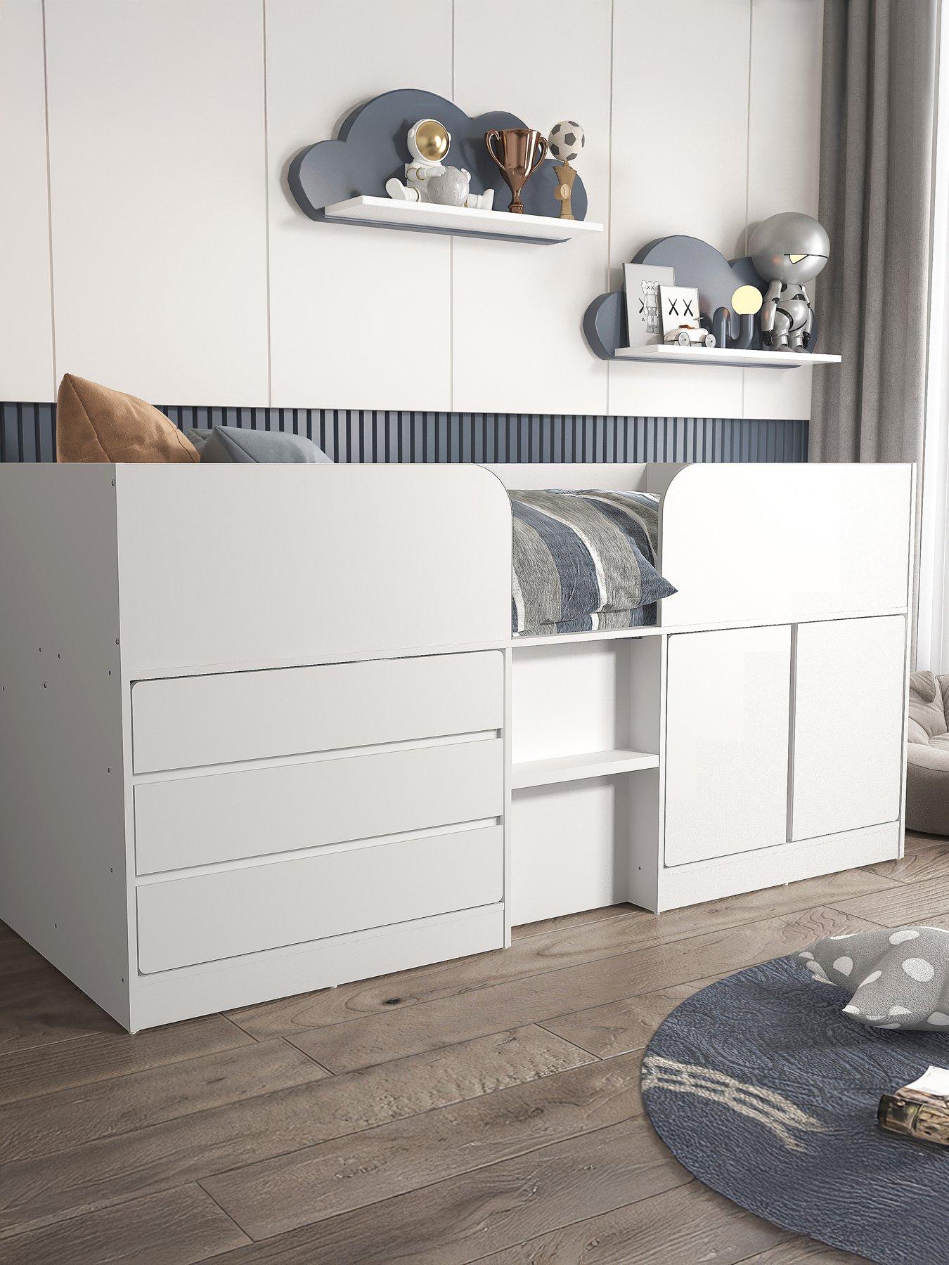 undefined Bailey Mid Sleeper Bed with Mattress Options (Buy  &  SAVE) - White