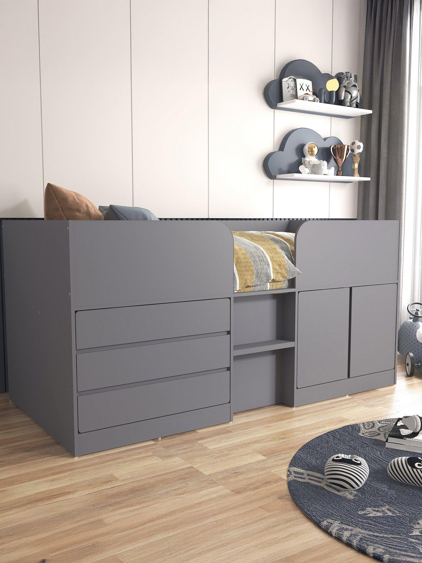 undefined Bailey Mid Sleeper Bed with Mattress Options (Buy  &  SAVE) - Grey