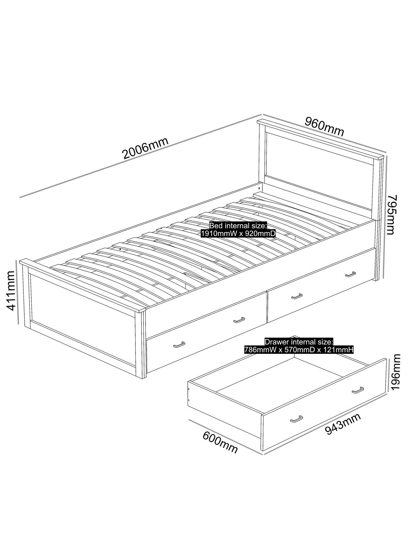 Image 7 of 7 of The Very Collection Daisy Single Bed Frame with Mattress Options (Buy &amp; SAVE!) - Grey -&nbsp;FSC&reg; Certified