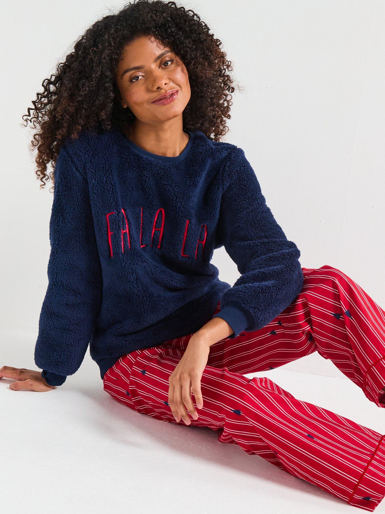 The Very Collection Womens Family Christmas Borg Sweat And Woven ...