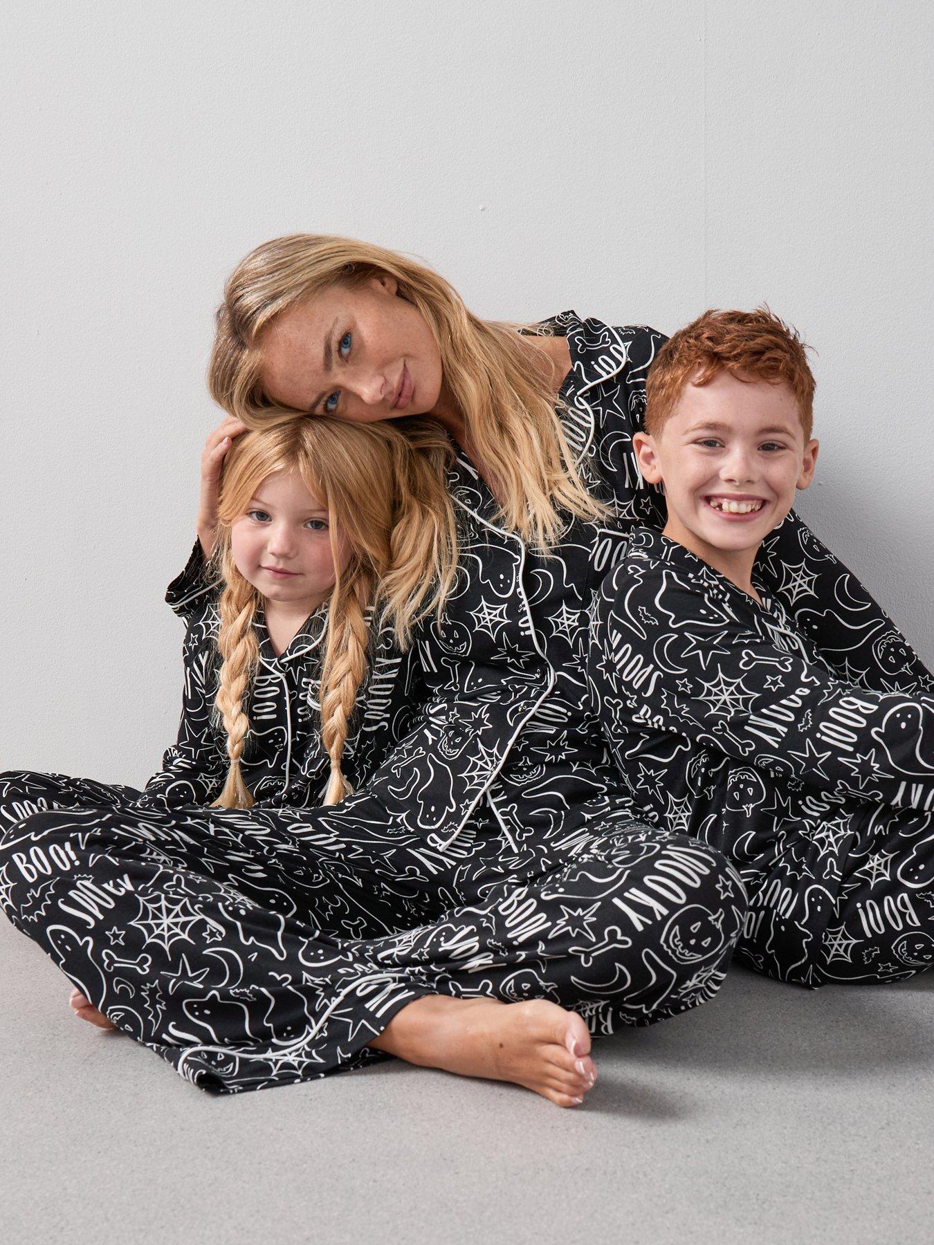 The Very Collection Womens Family Halloween Jersey Pyjama Set - Black