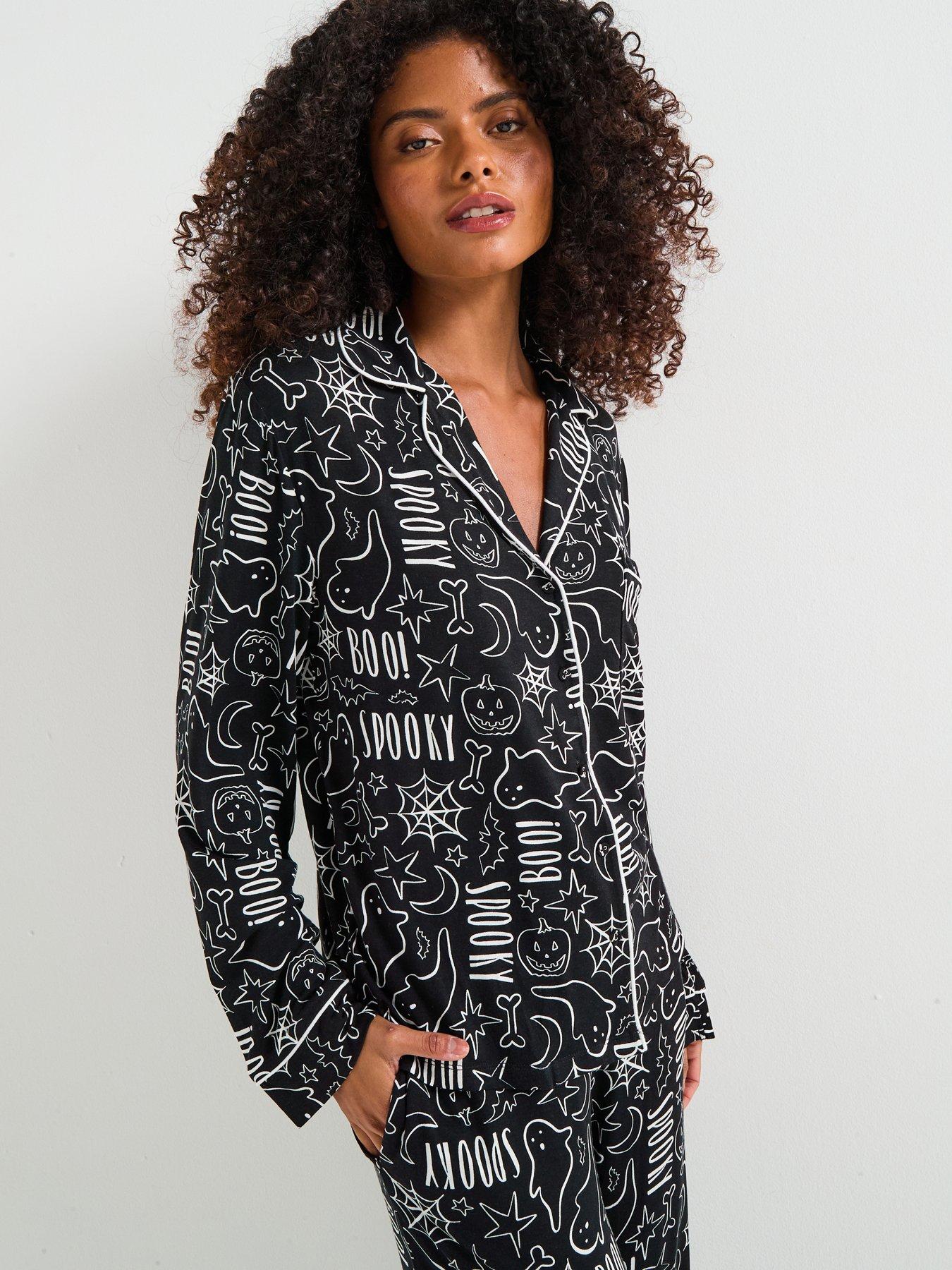 Image 6 of 7 of The Very Collection Womens Family Halloween Jersey Pyjama Set - Black