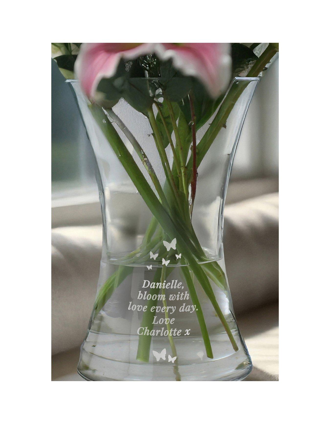 Product photograph of The Personalised Memento Company Personalised Butterfly Waisted Vase from very.co.uk