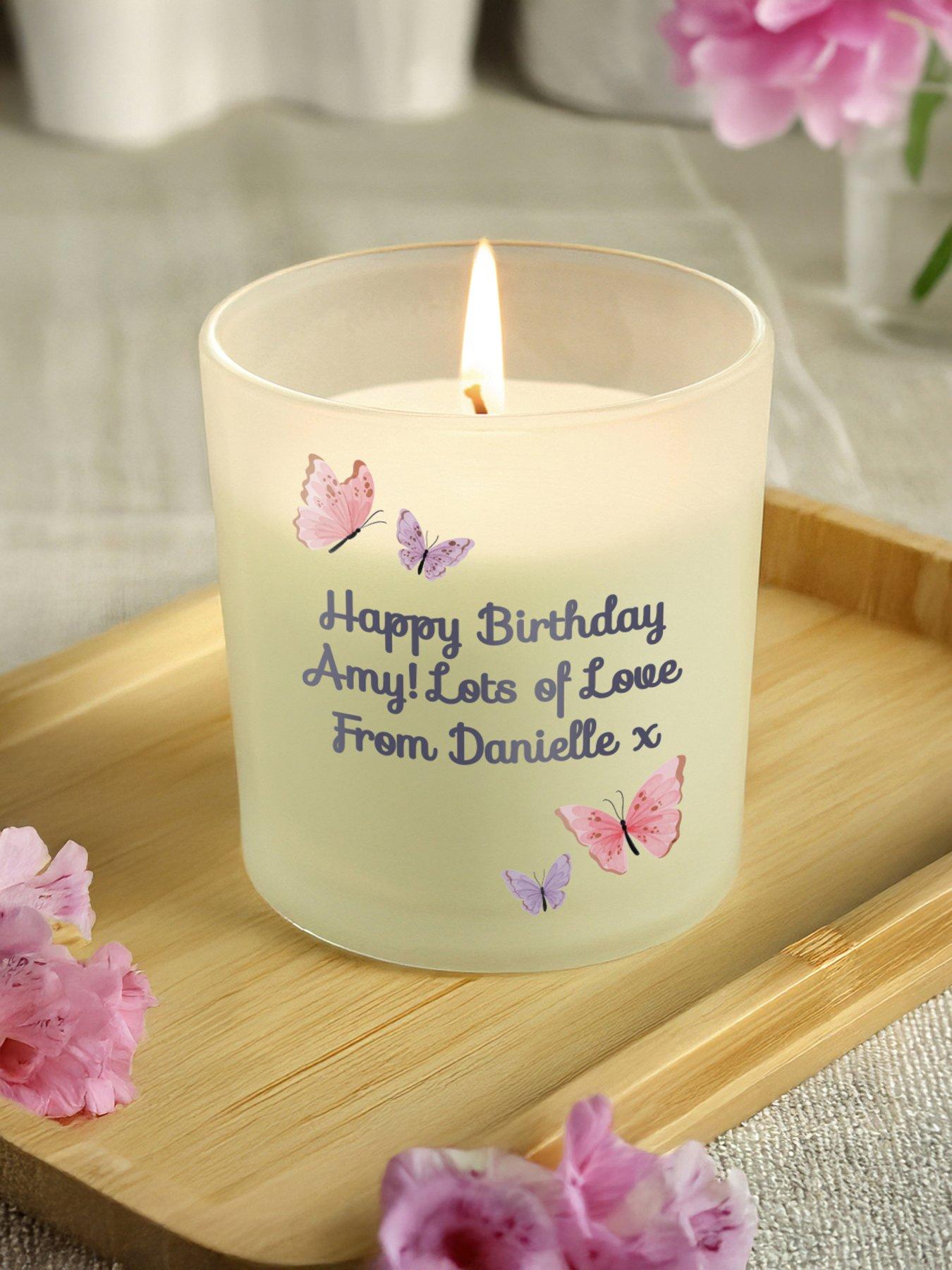 The Personalised Memento Company Personalised Butterfly Frosted Candle Jar