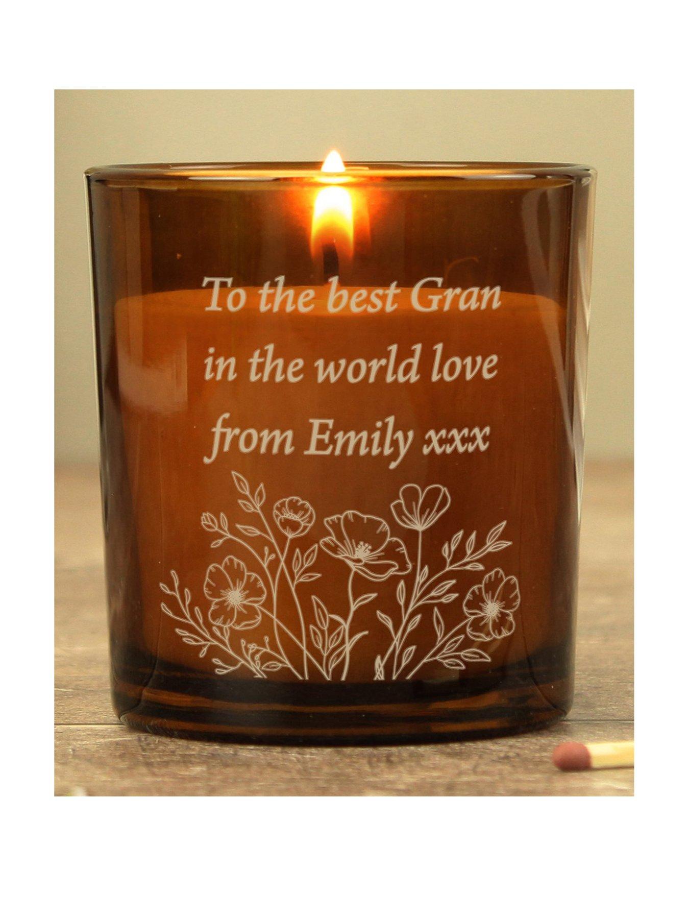Image 1 of 3 of The Personalised Memento Company Personalised Amber Glass Candle Jar