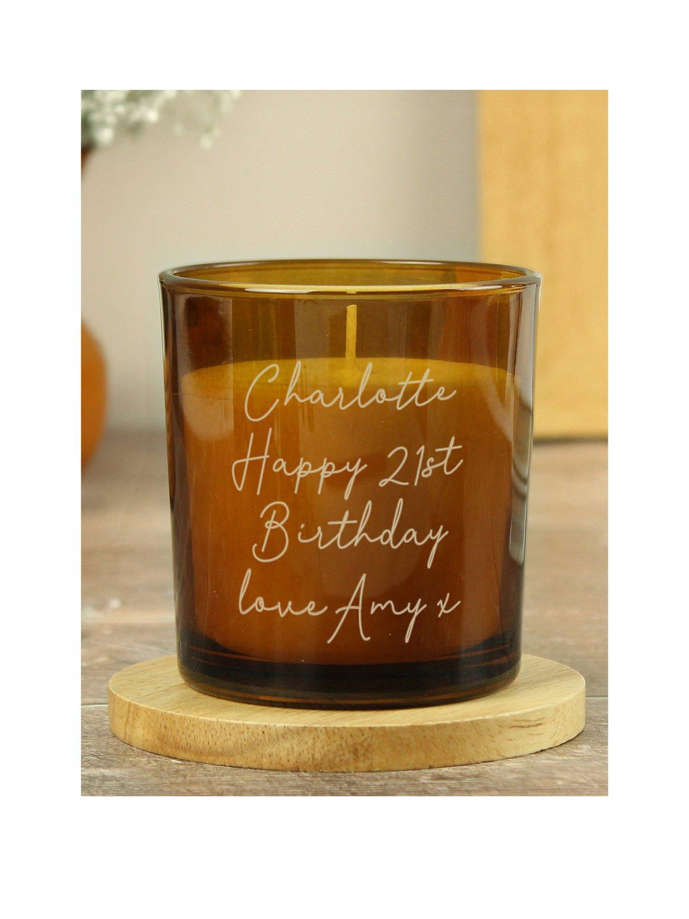The Personalised Memento Company Personalised Amber Glass Candle Jar
