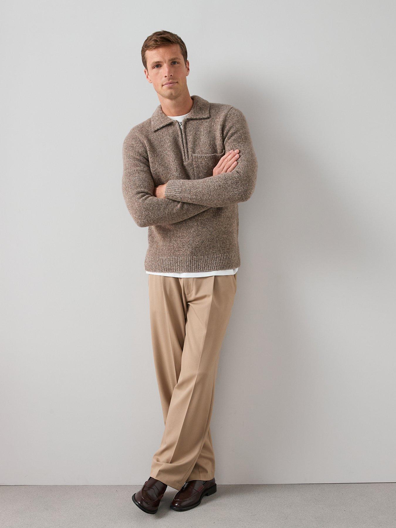 Image 3 of 6 of The Very Collection Pocket Front Quarter Zip Jumper - Beige