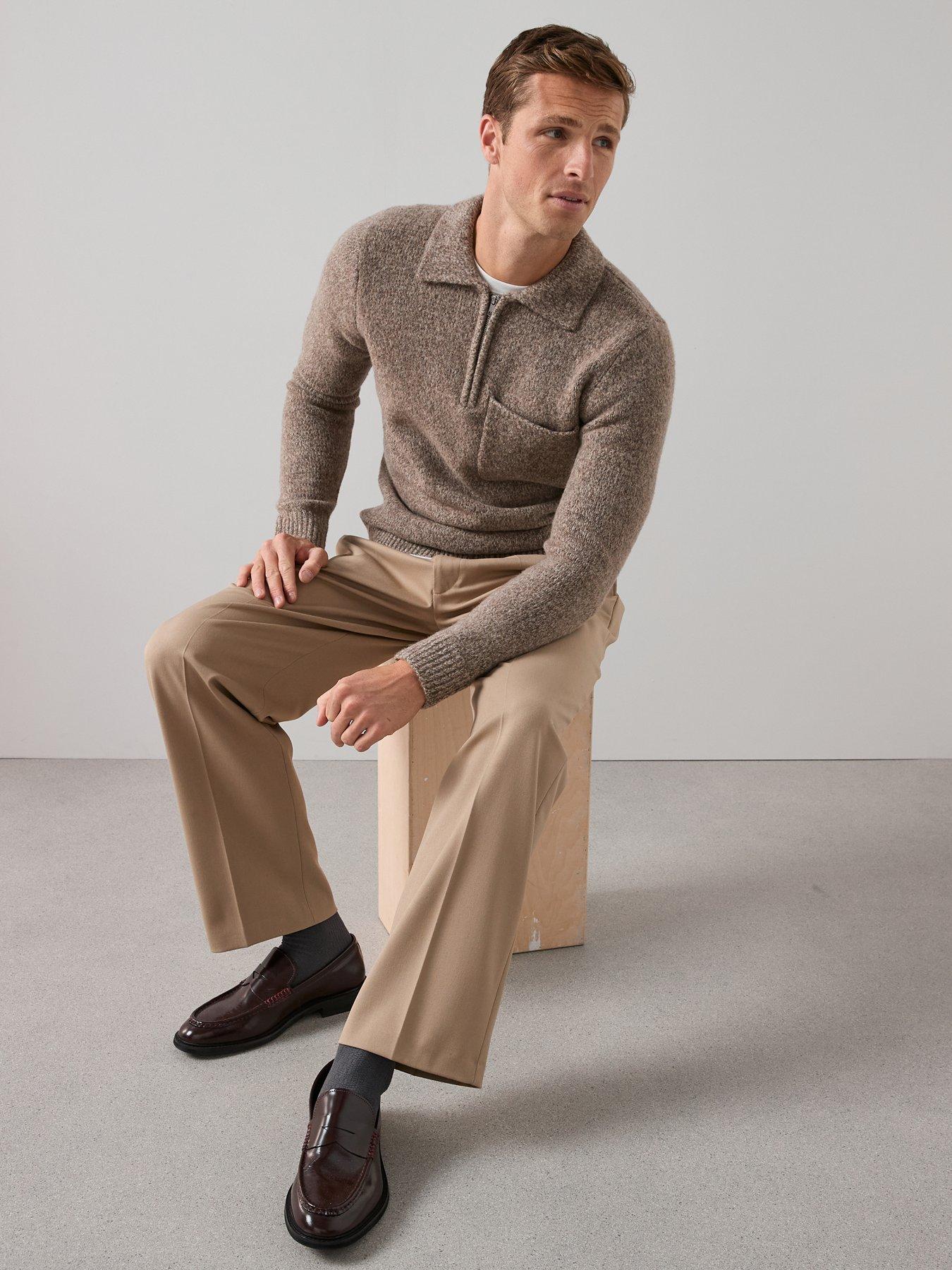 Image 4 of 6 of The Very Collection Pocket Front Quarter Zip Jumper - Beige