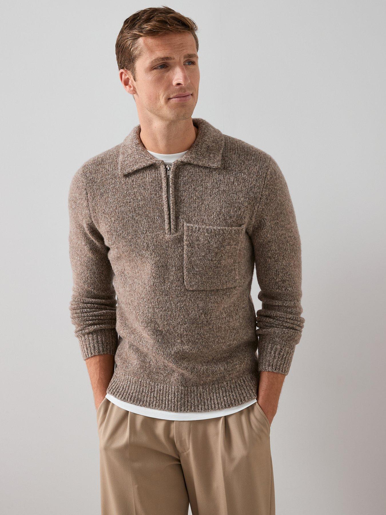 Image 5 of 6 of The Very Collection Pocket Front Quarter Zip Jumper - Beige
