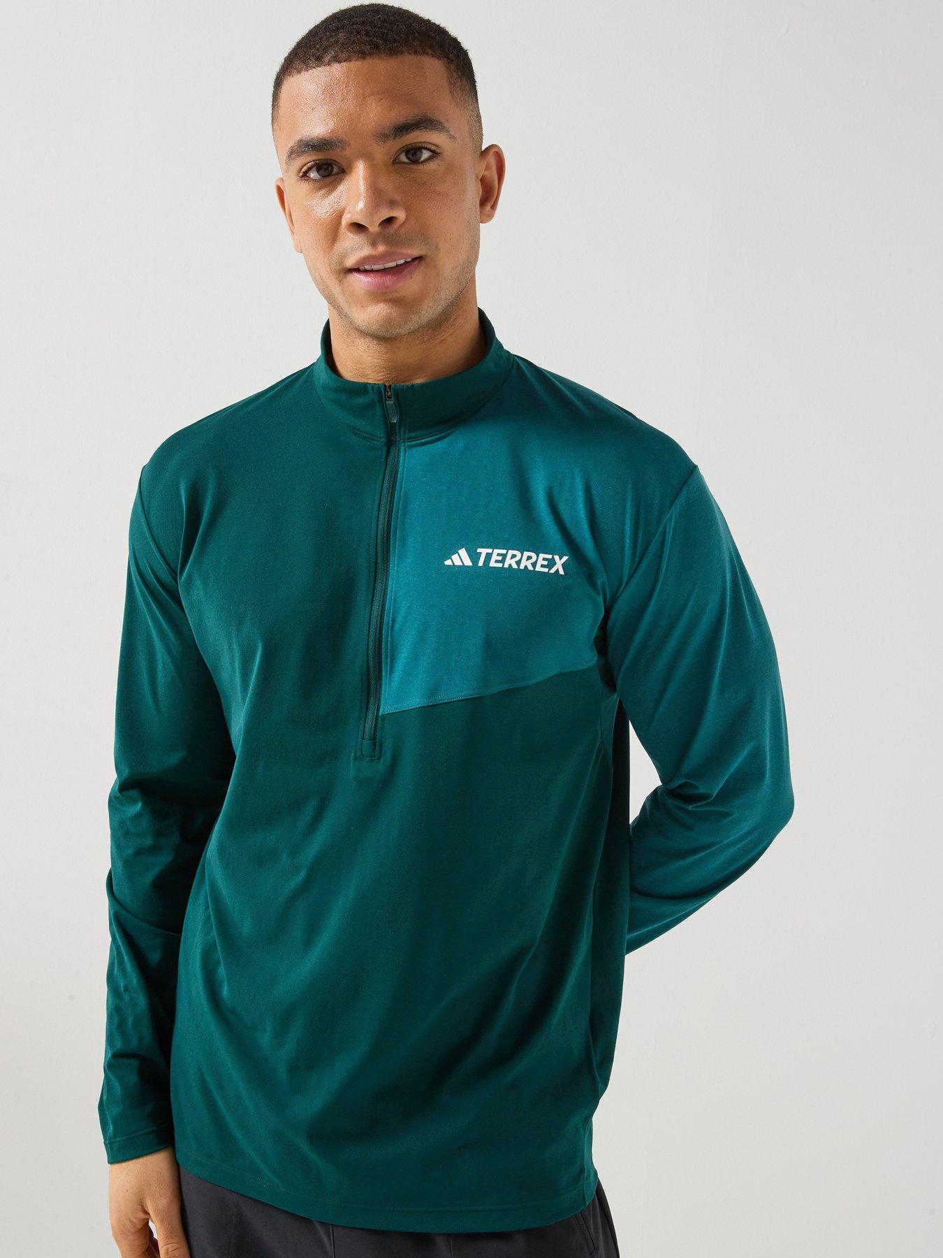 Image 1 of 5 of adidas Terrex Mens Outdoor Multi Climacool 1/2 Zip Long Sleeve Top - Green