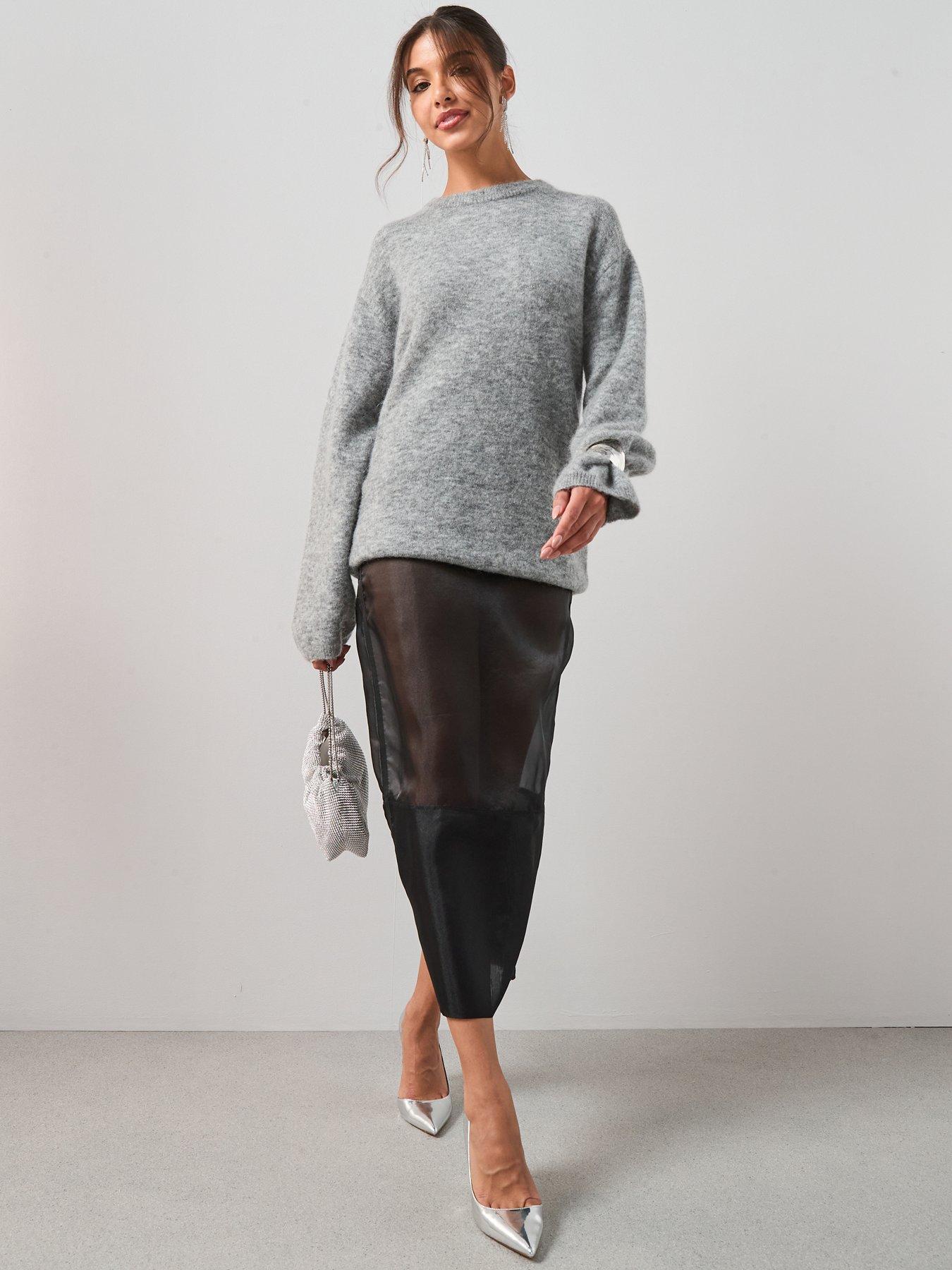 The Very Collection Mohair Wool Blend Crew Neck Jumper - Grey