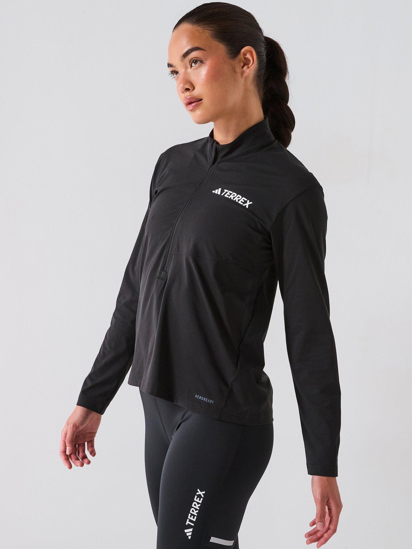 adidas Terrex Womens Outdoor Multi Climacool 1/2 Zip Long Sleeve Long-Sleeve Top - Black